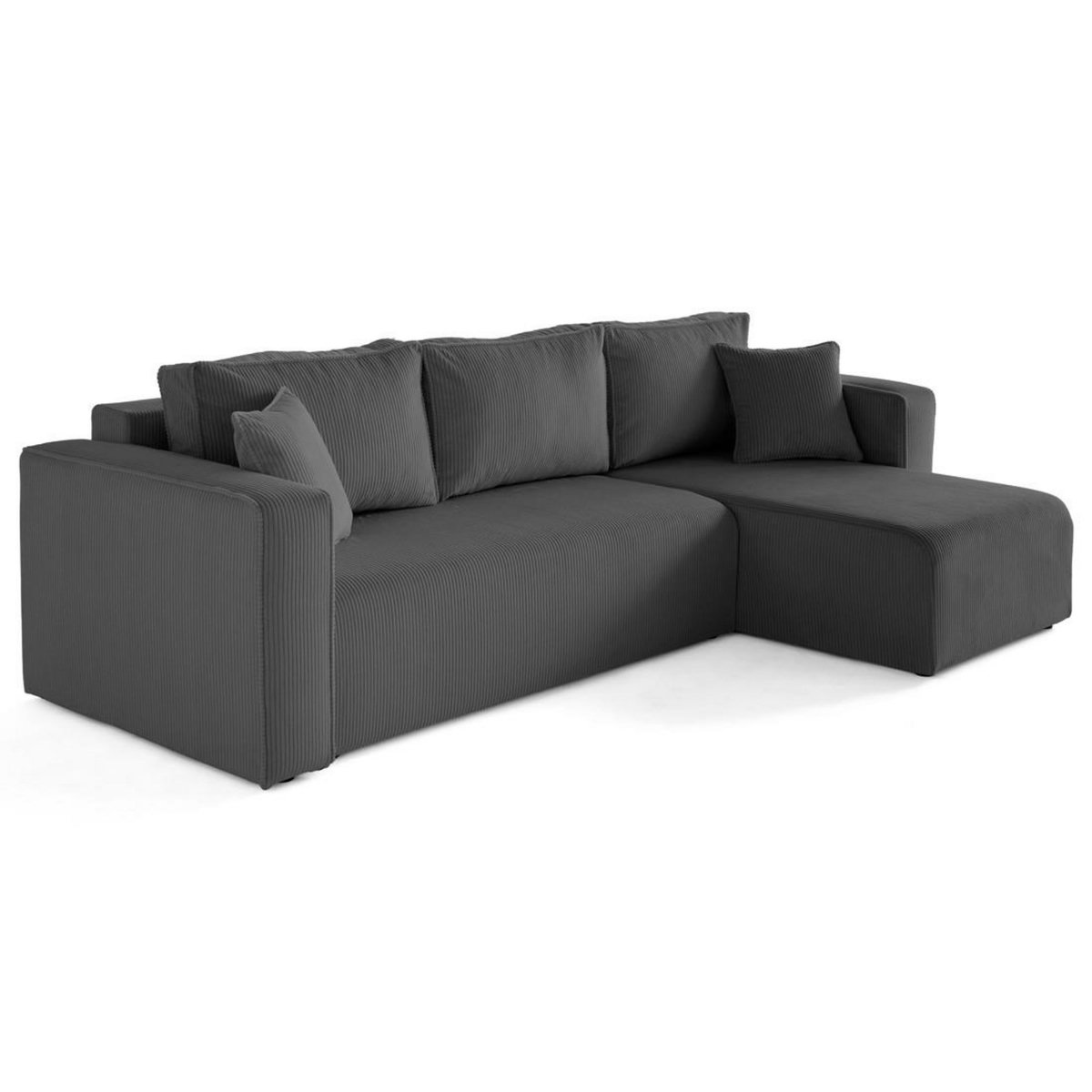 BEST MOBILIER Topaze - canapé d'angle déhoussable réversible 4 places en velours côtelé