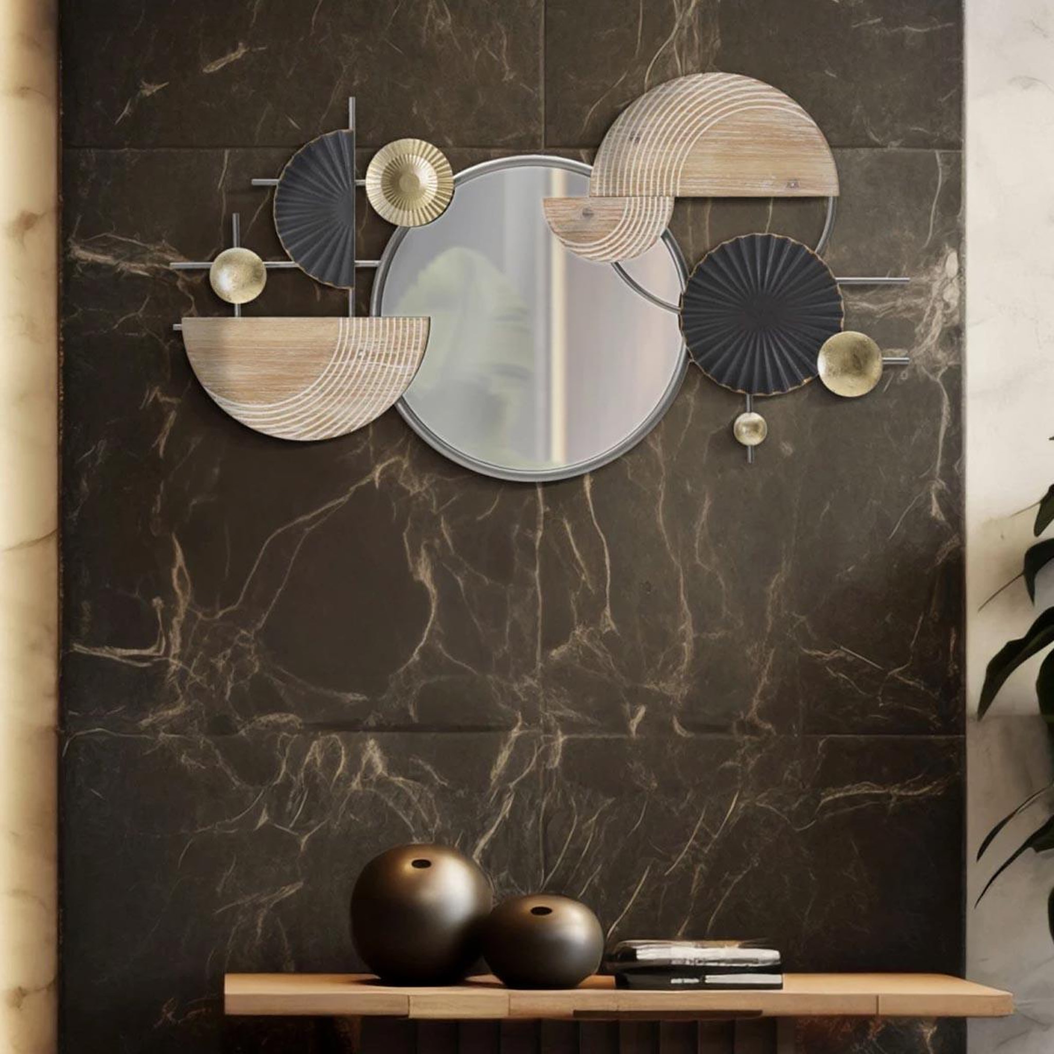 Voir la diapositive 5 : Paris Prix Miroir mural déco  abstract  90cm multicolore
