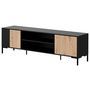 Voir la diapositive 1 : BEST MOBILIER Cambridge - meuble tv - effet bois et noir - 2 portes et 2 niches - 180 cm