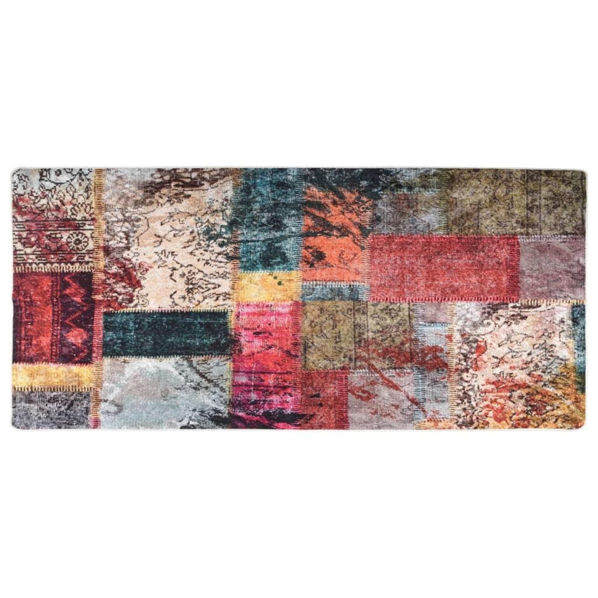VIDAXL Tapis lavable antiderapant Patchwork 80x300 cm Multicolore
