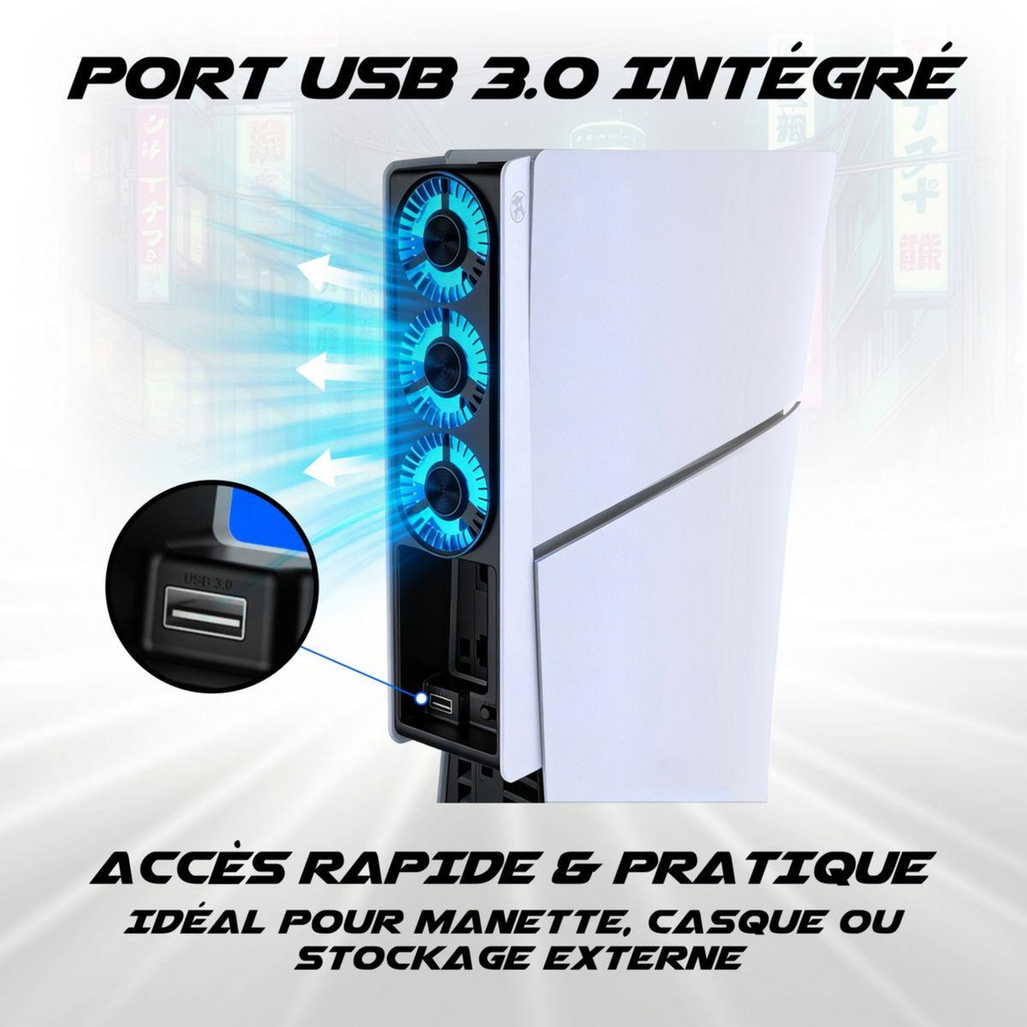Voir la diapositive 5 : AKUMA Support console ventilateur cyber w02 led