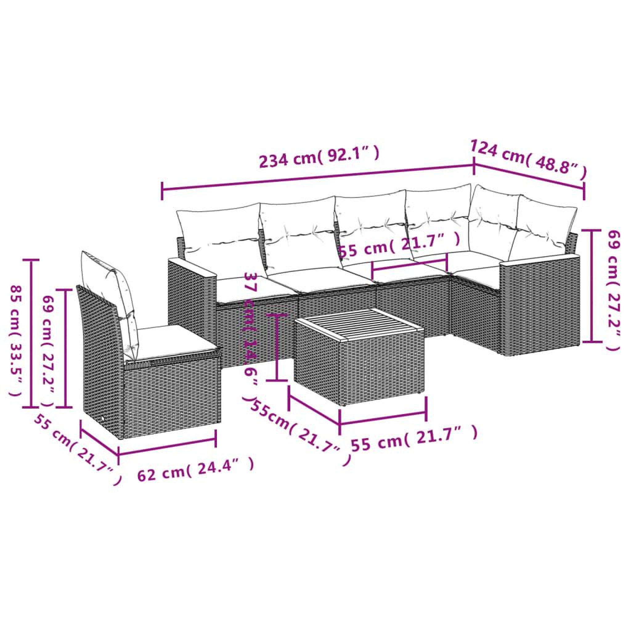 Voir la diapositive 4 : VIDAXL Salon de jardin avec coussins 7 pcs beige resine tressee