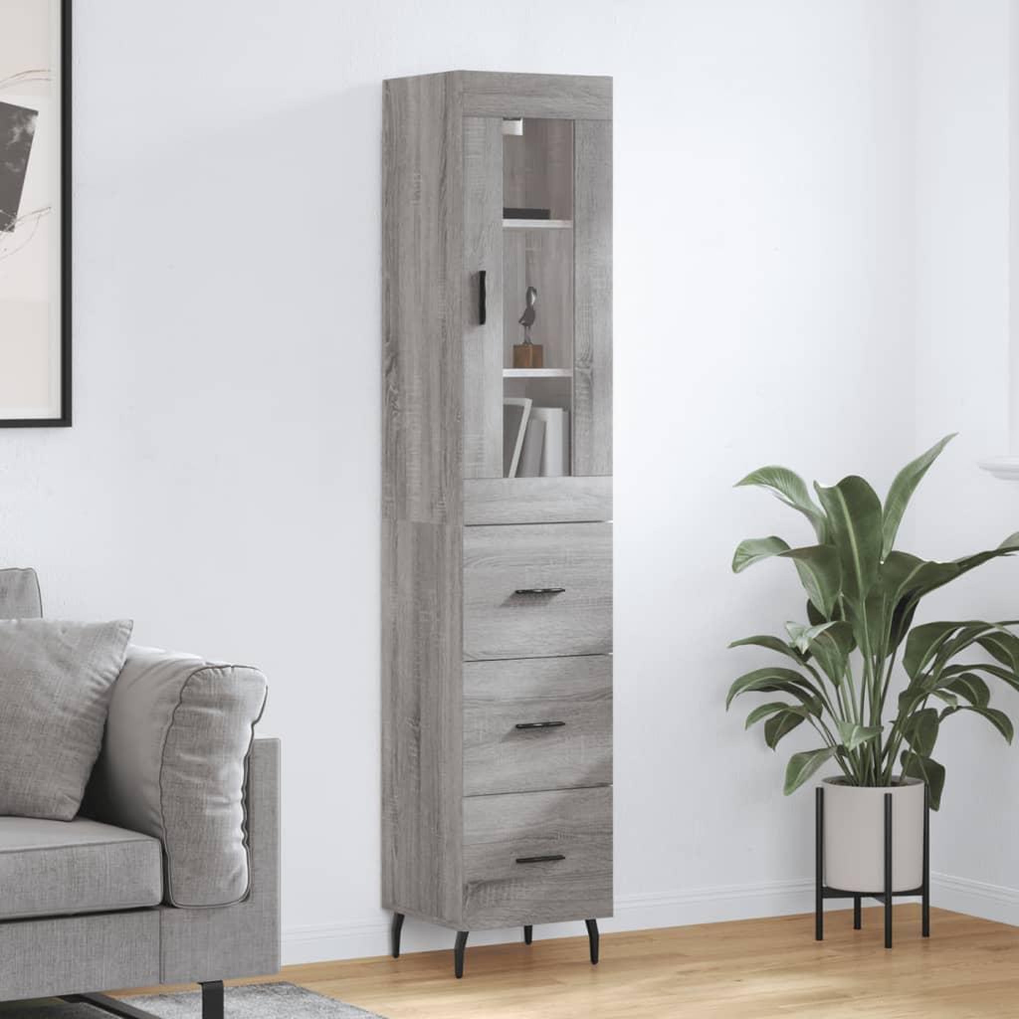VIDAXL Buffet haut Sonoma gris 34,5x34x180 cm Bois d'ingenierie