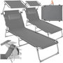 Voir la diapositive 1 : tectake Lot de 2 transats de jardin en acier pliable gris