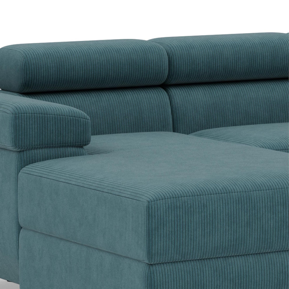 BEST MOBILIER Pablo - canapé panoramique en u - 7 places - convertible avec coffres et têtières réglables - en velours côtelé