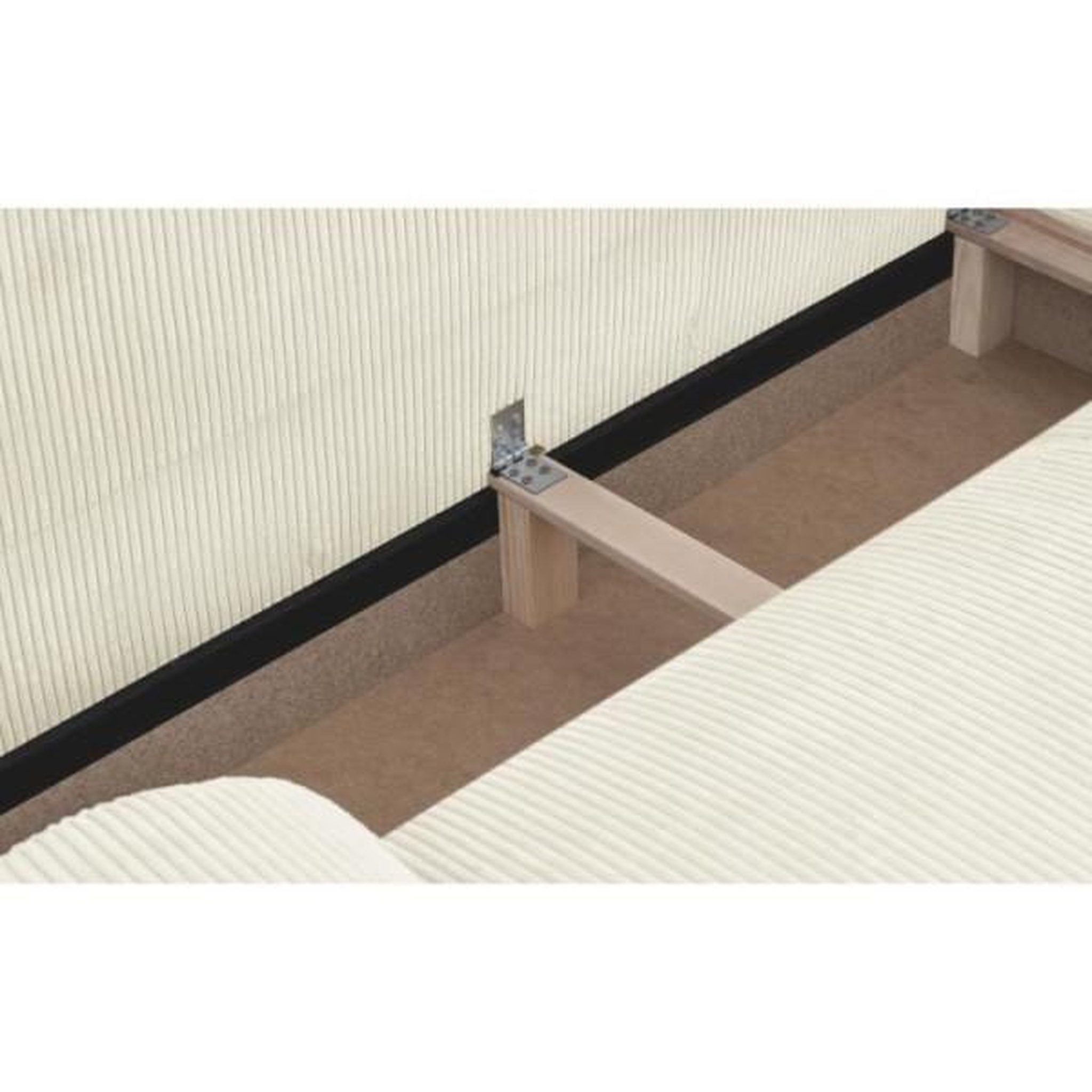 Voir la diapositive 6 : MARKET24 Canapé d'angle droit convertible 4/5 places MILO - Velours côtelés beige - Coffre de rangement - L 264 x H 84 x P 99/145 cm