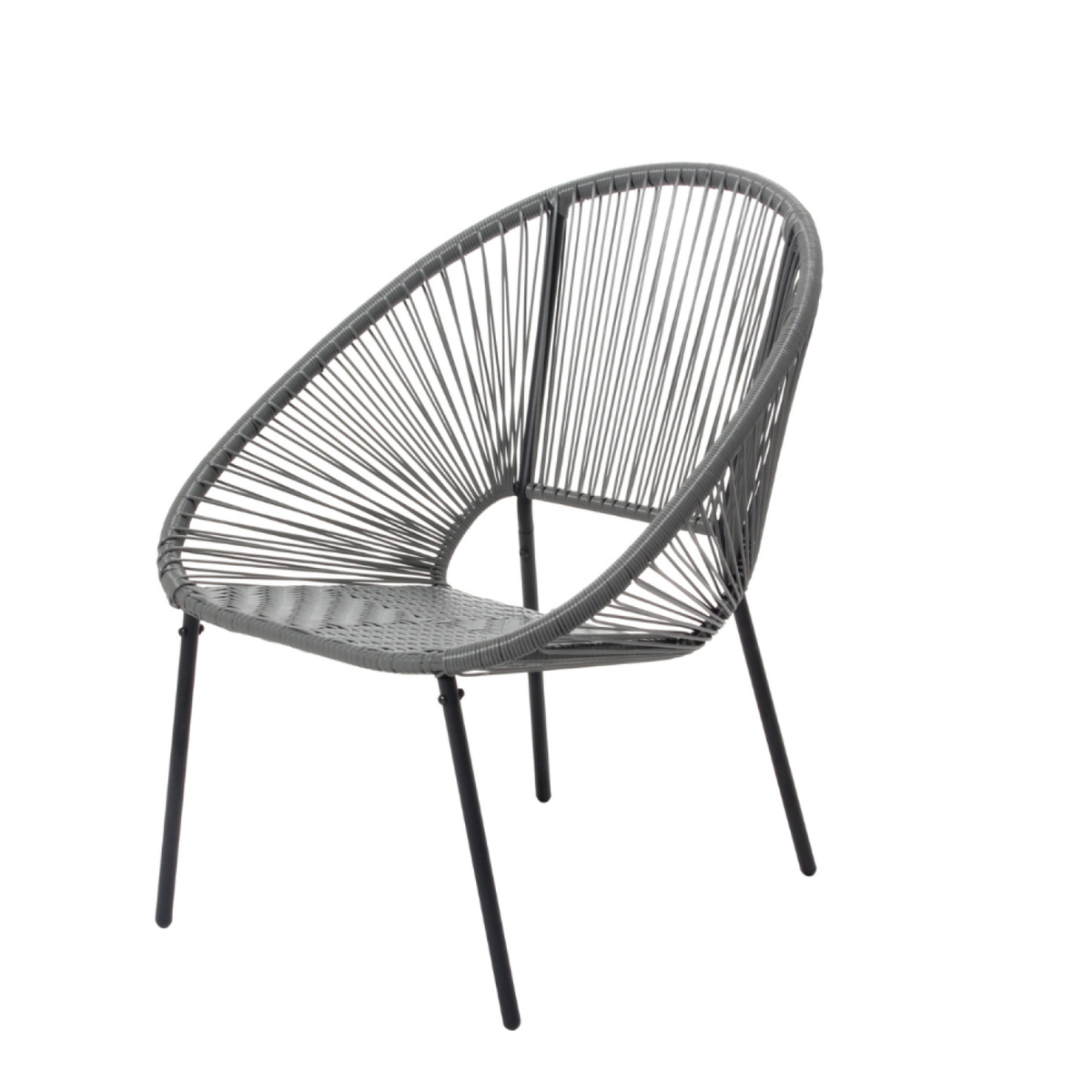 CONCEPT USINE Set de 2 fauteuils + table basse gris foncé ACAPULCO