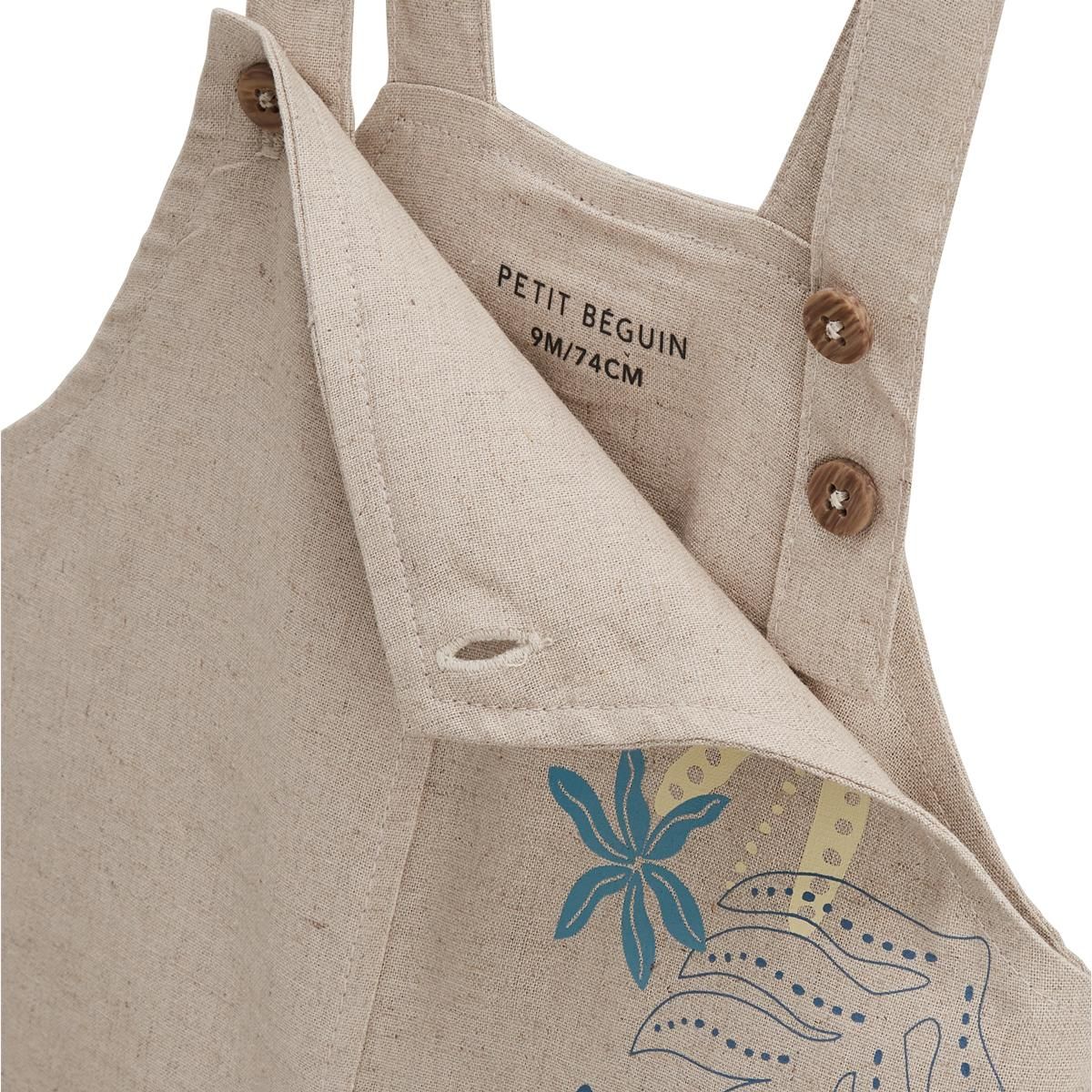 Petit Béguin Salopette bébé en lin mélangé Moka