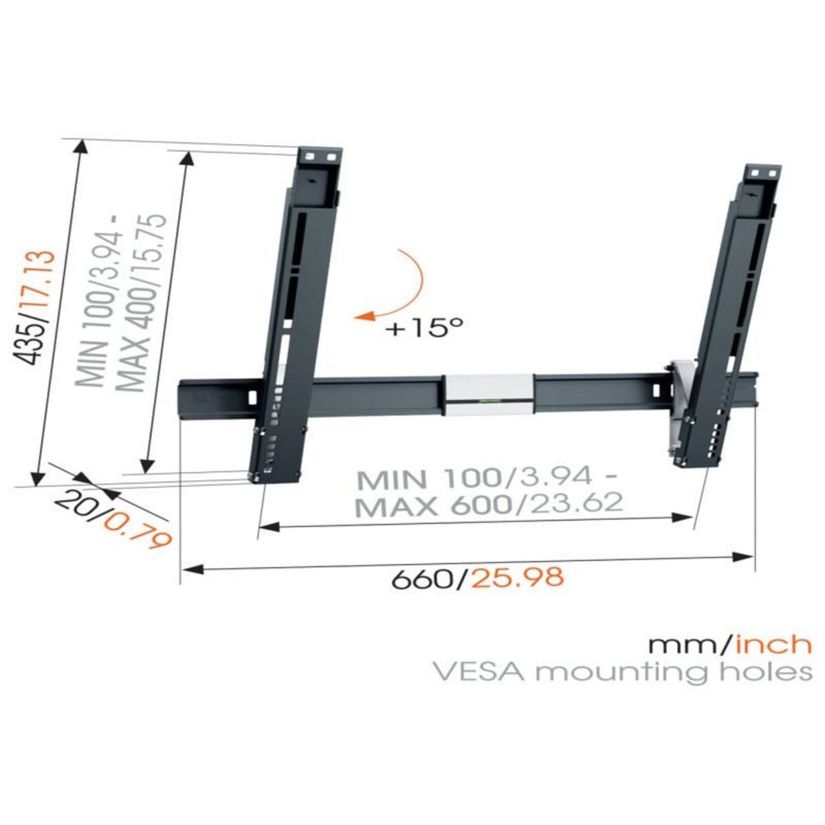 Vogel's Support mural pour écran plat Vogel s THIN 515 INCLINABLE EXTRA PLAT POUR TELEVISION DE 40 A 65