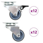 VIDAXL 24 pcs Roulettes pivotantes doubles 50 mm