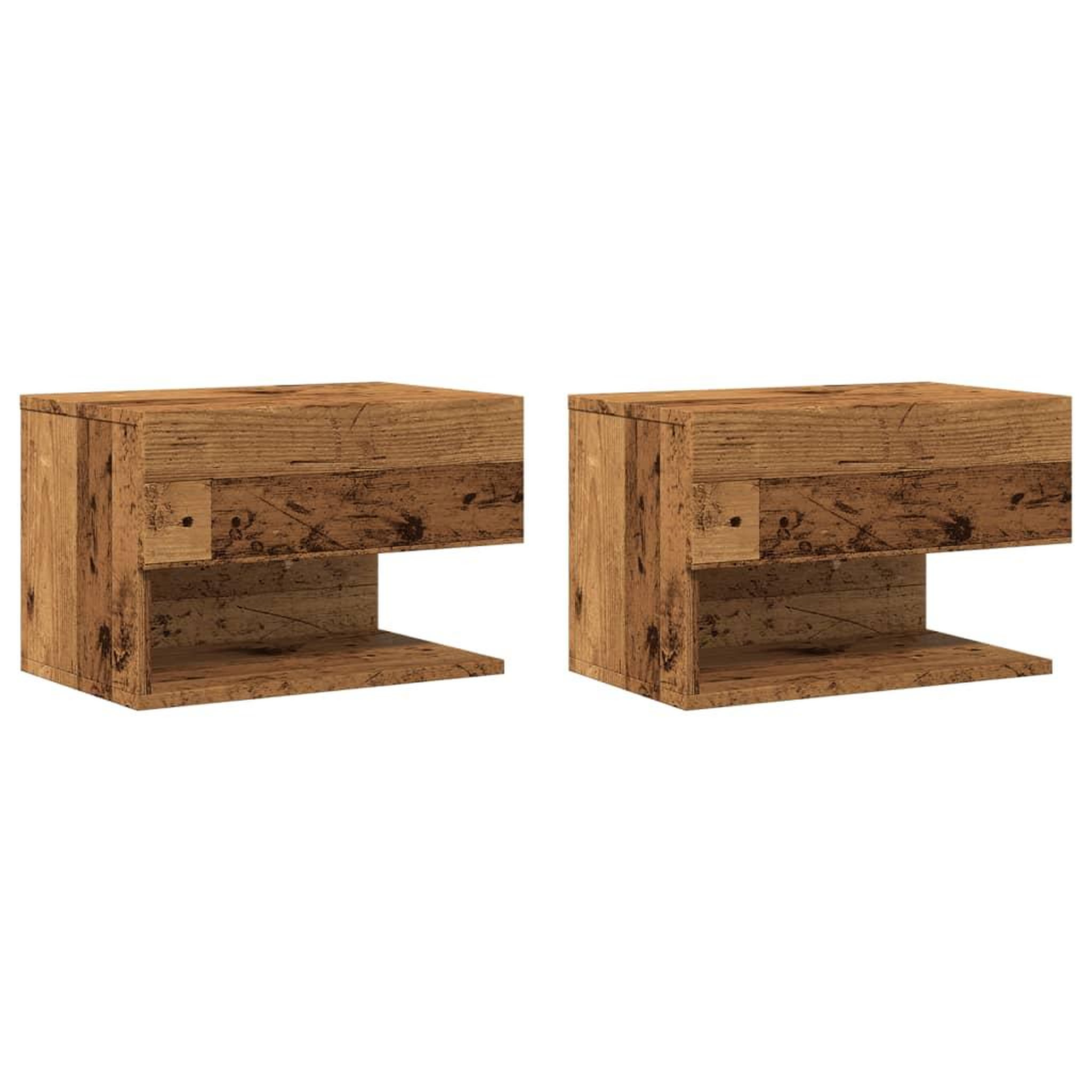 Voir la diapositive 2 : VIDAXL Tables de chevet murales 2 pcs vieux bois