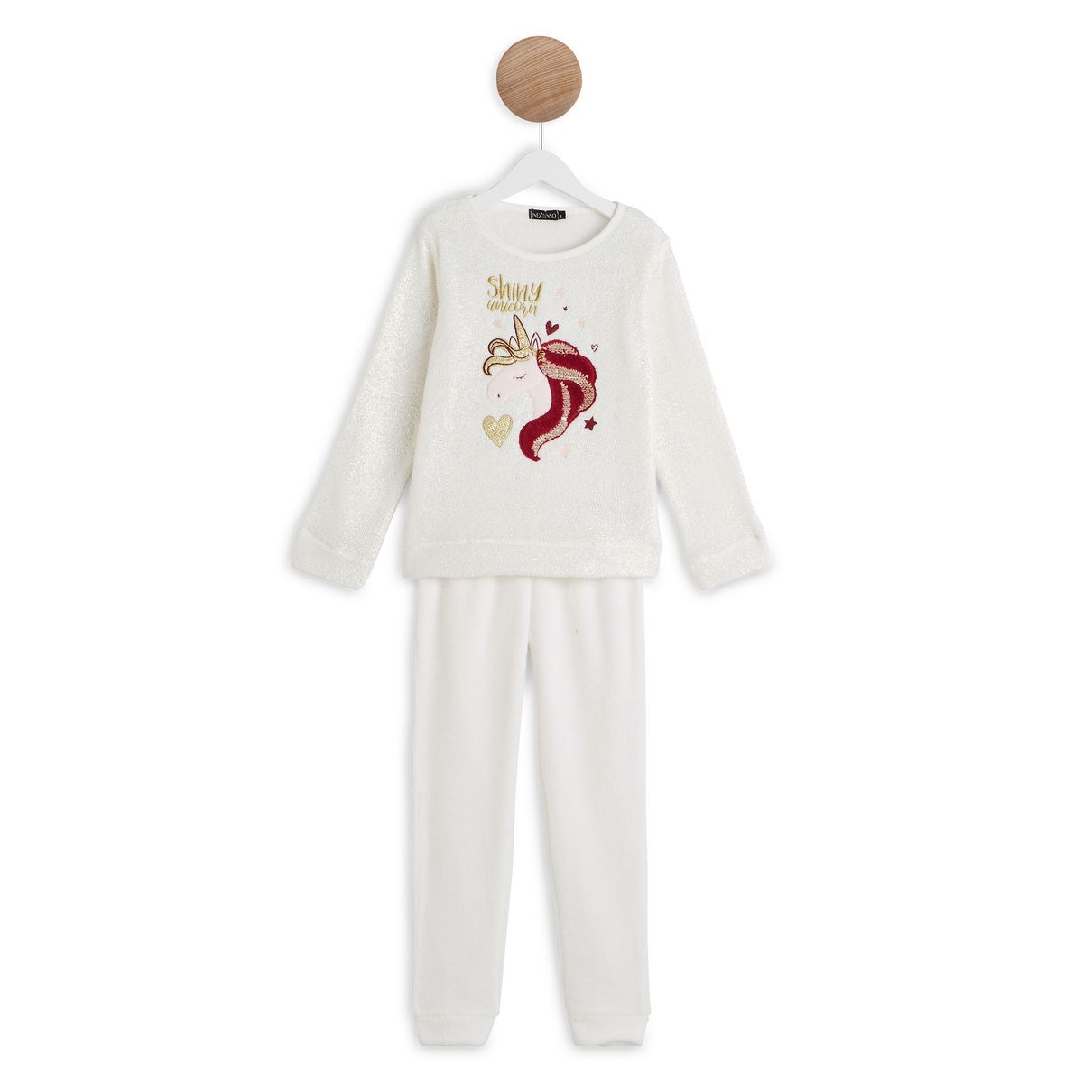 IN EXTENSO Ensemble pyjama peluche licorne + range pyjama fille