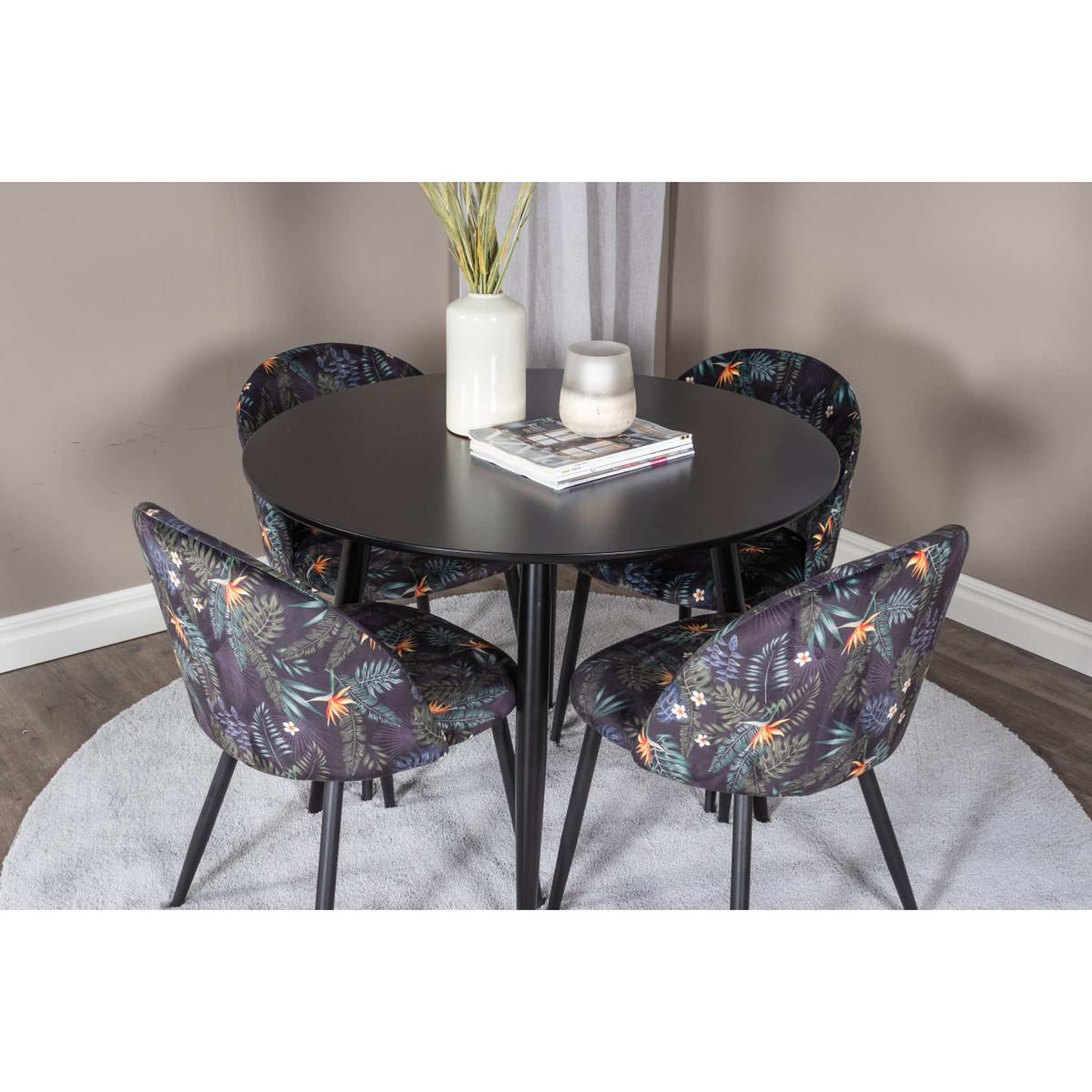 Voir la diapositive 5 : Paris Prix Ensemble table à manger & 4 chaises  plaza i & velvet  100cm noir & multicolore