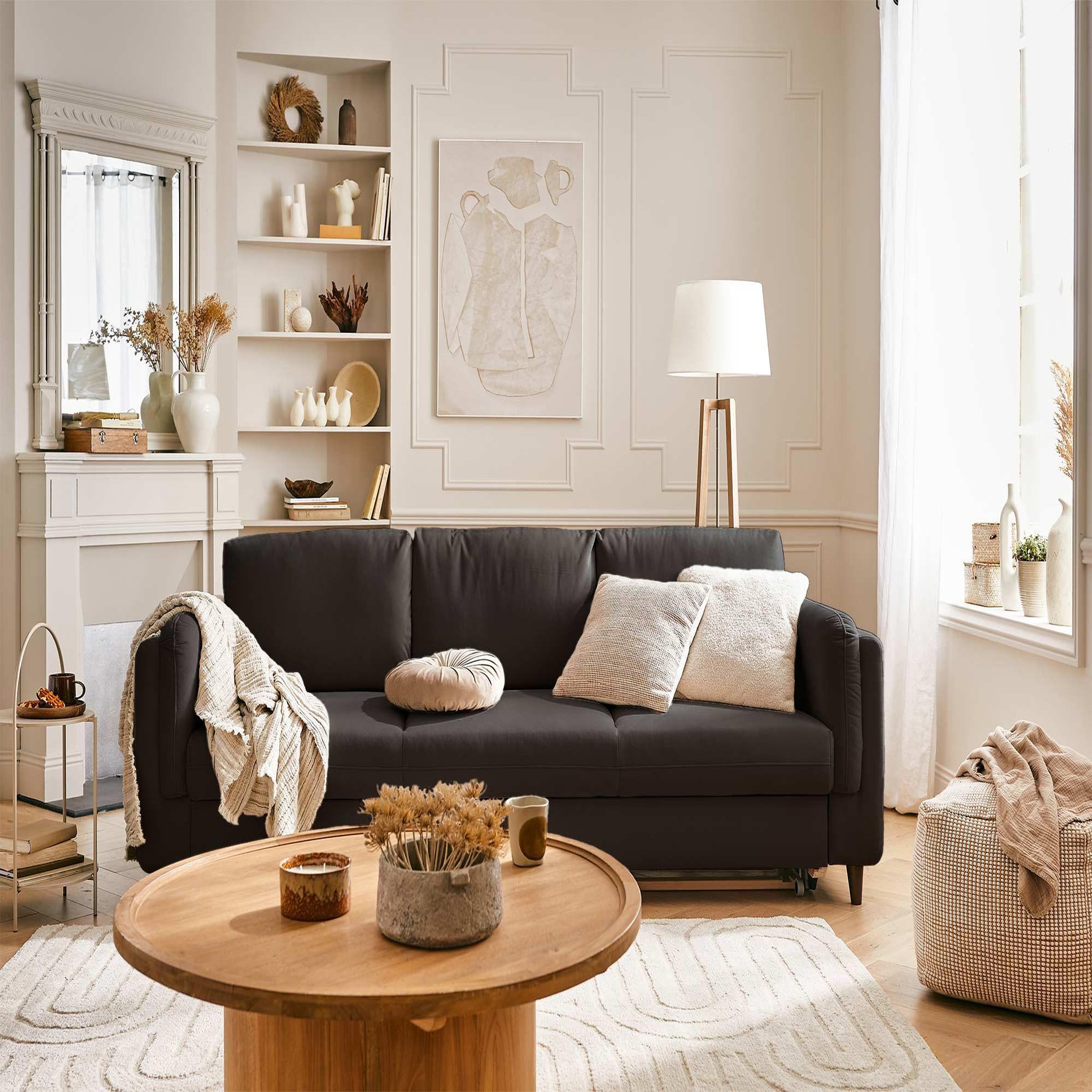 Voir la diapositive 4 : BEST MOBILIER Brooke - canapé 3 places - convertible - en velours