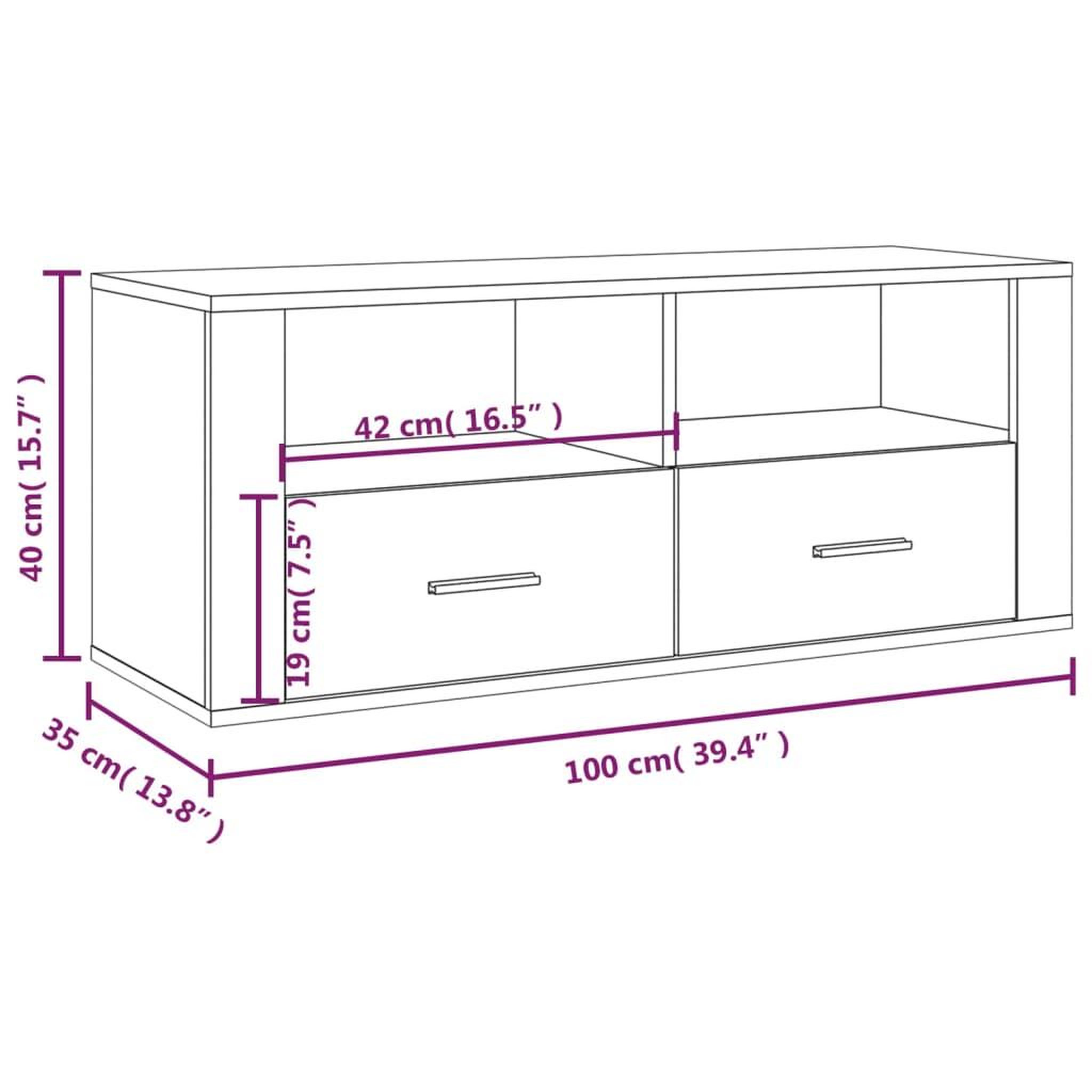 Voir la diapositive 6 : VIDAXL Meuble TV Blanc brillant 100x35x40 cm Bois d'ingenierie