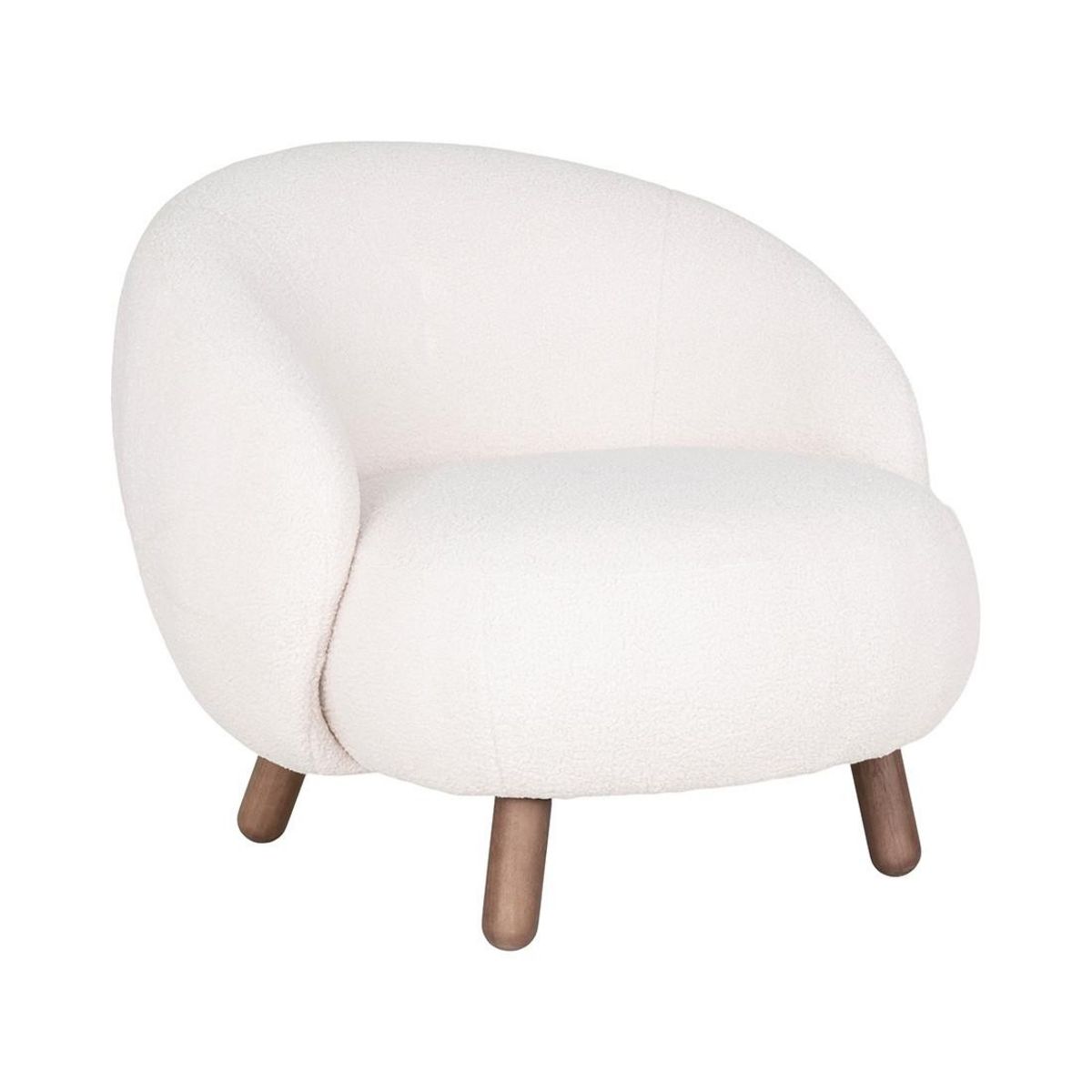 LISA DESIGN Nayeli - fauteuil avec pieds en bois d'hévéa - en tissu bouclette