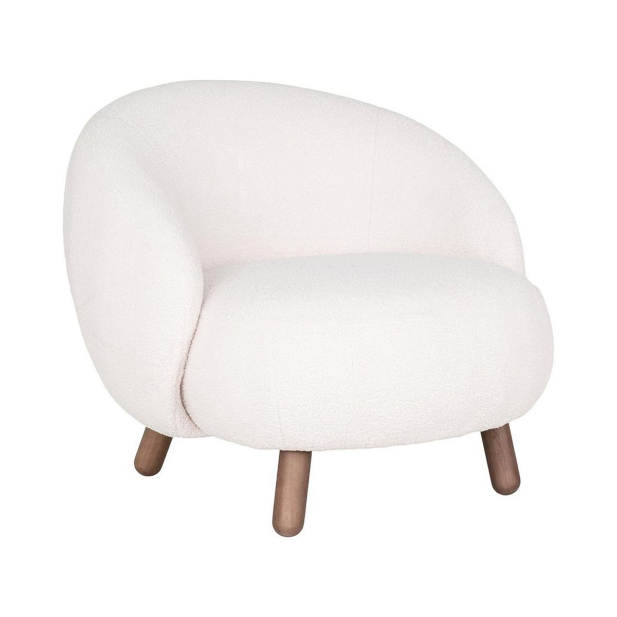 LISA DESIGN Nayeli - fauteuil avec pieds en bois d'hévéa - en tissu bouclette