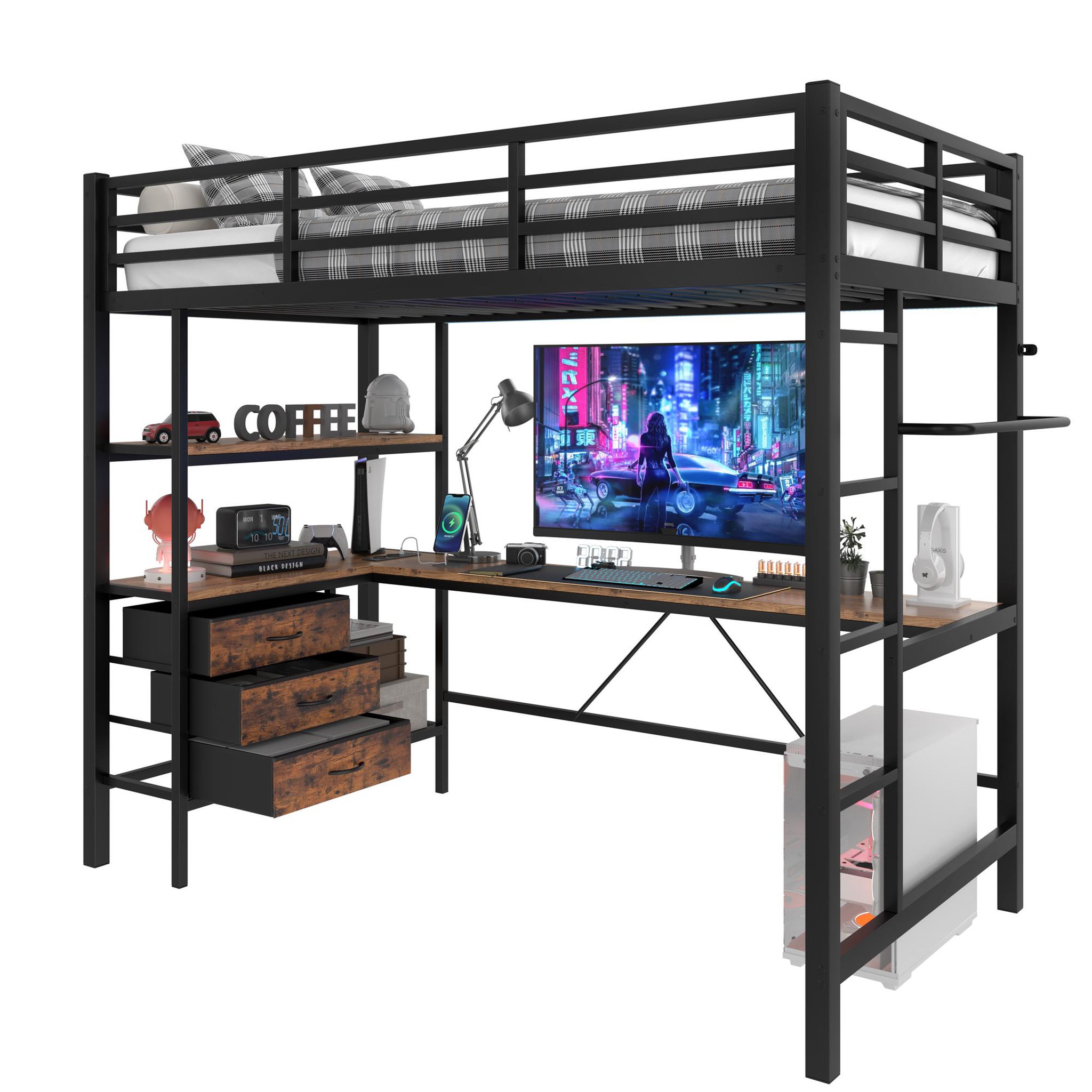 Voir la diapositive 1 : MERAX Lit mezzanine 90x200cm