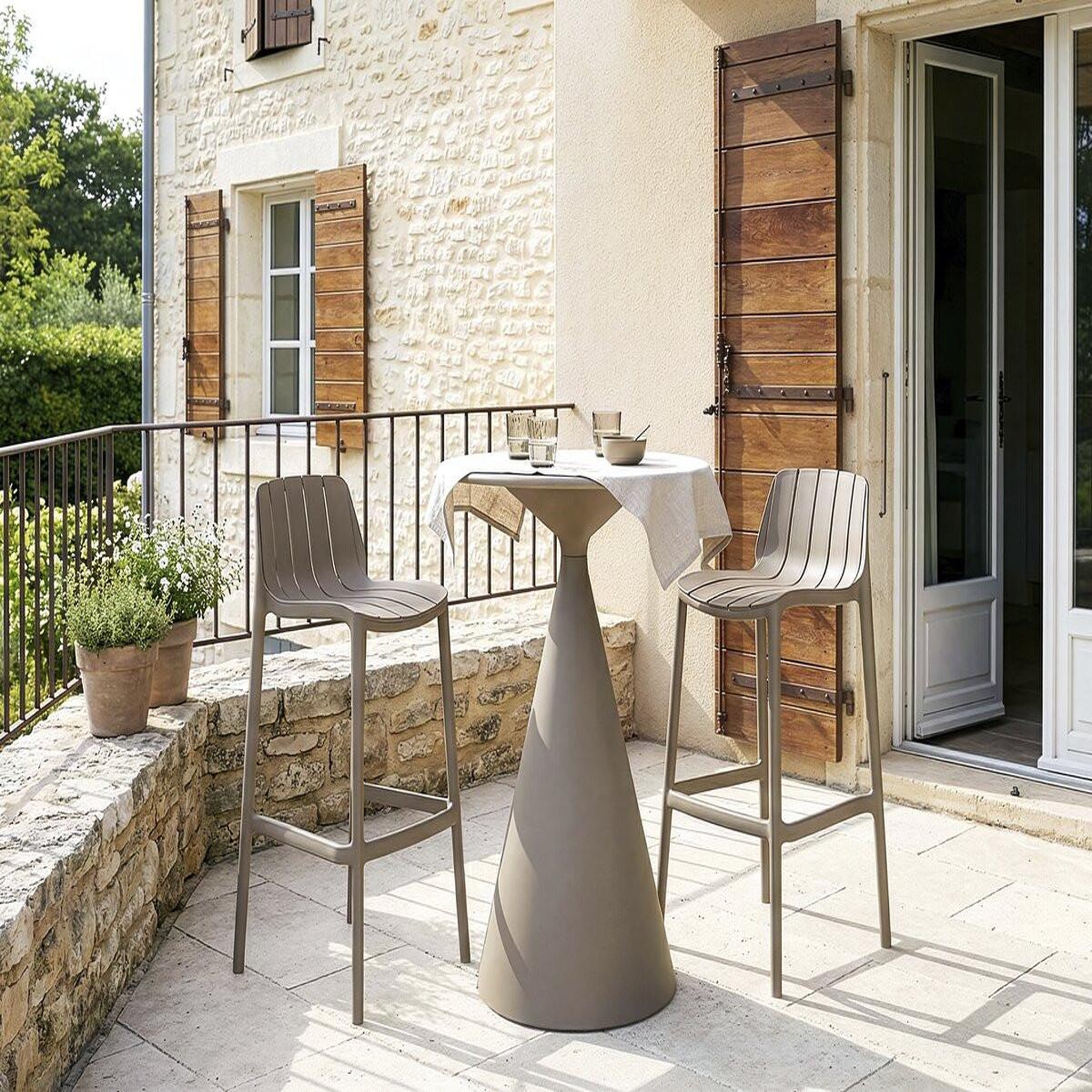 Voir la diapositive 2 : Habitat et Jardin Table haute bistro de jardin ⌀80 cm  néora  - taupe
