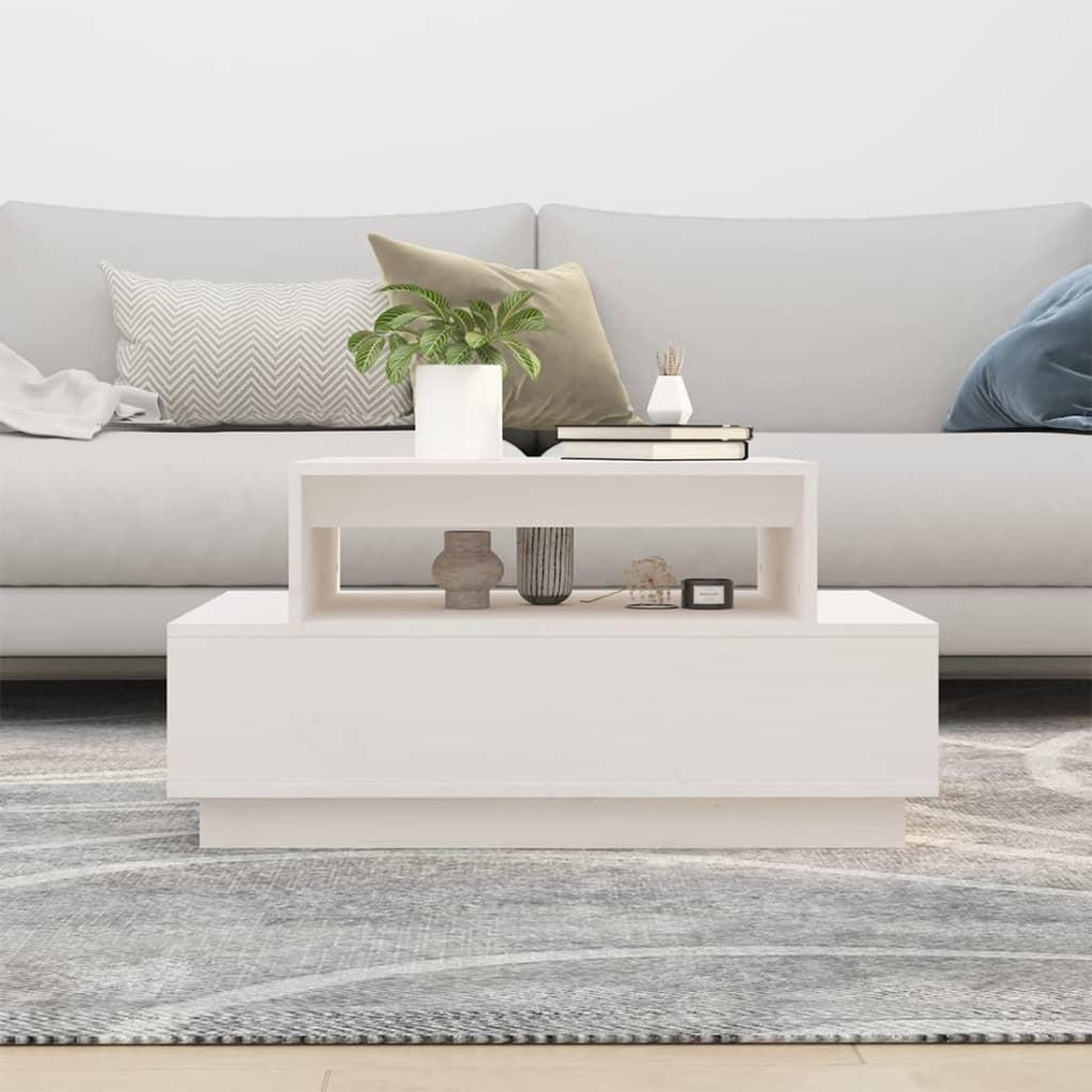 Voir la diapositive 3 : VIDAXL Table basse Blanc 80x55x40,5 cm Bois massif de pin