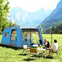 Voir la diapositive 6 : OUTSUNNY Tente de camping familiale 4-5 personnes - portes, fenêtres, sac de transport inclus - dim. 4,3 x 3 x 1,95 m - bleu