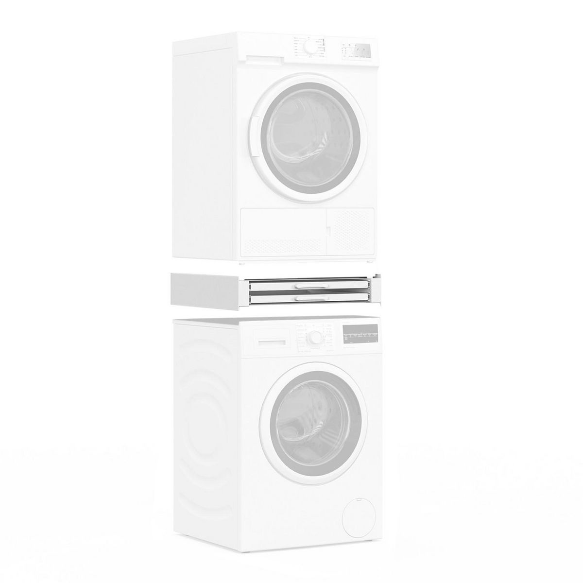 ID MARKET Kit de superposition universel lave linge et sèche linge avec tablette et séchoir