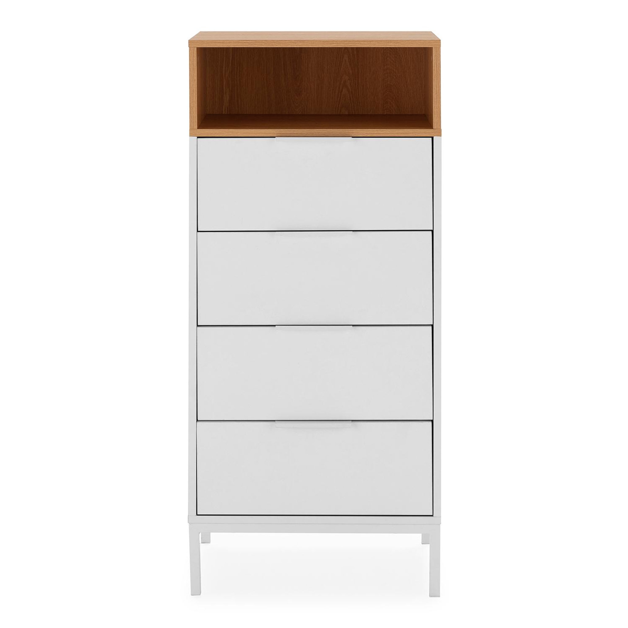 Voir la diapositive 4 : VS VENTA-STOCK Commode haute Nieve 4 tiroirs couleur Blanc
