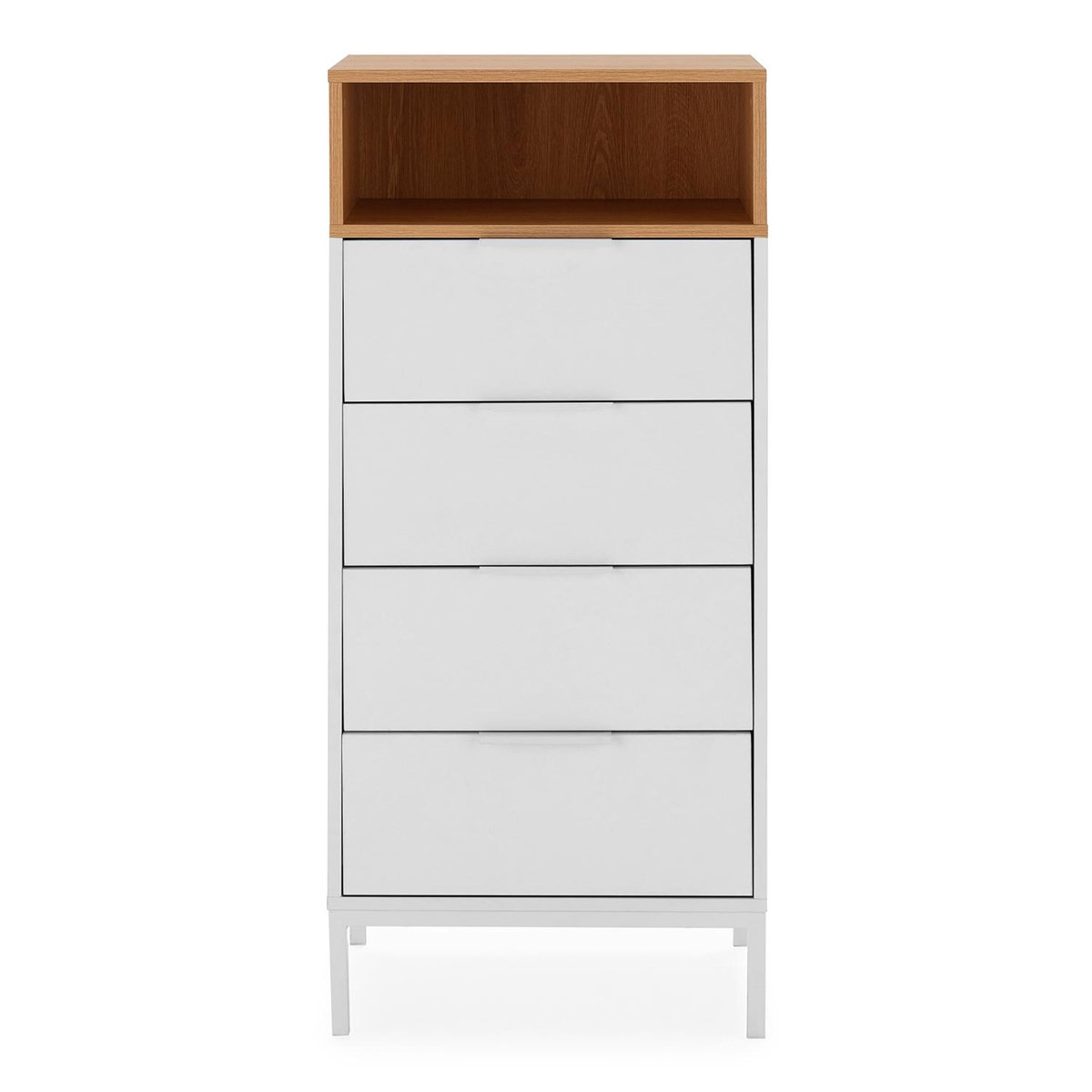 VS VENTA-STOCK Commode haute Nieve 4 tiroirs couleur Blanc