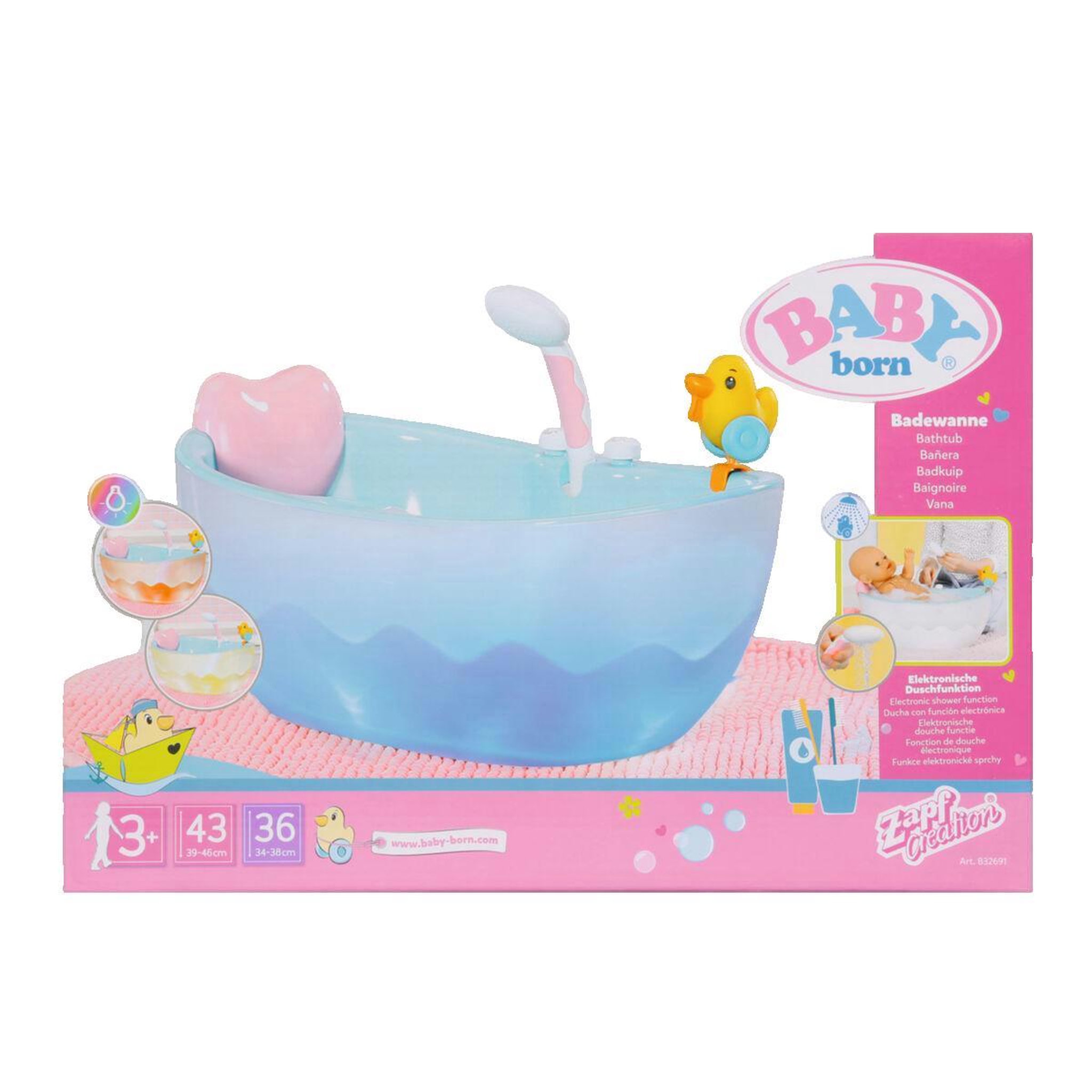 Voir la diapositive 3 : Zapf Creation Baignoire zapf BABY born avec douche électronique