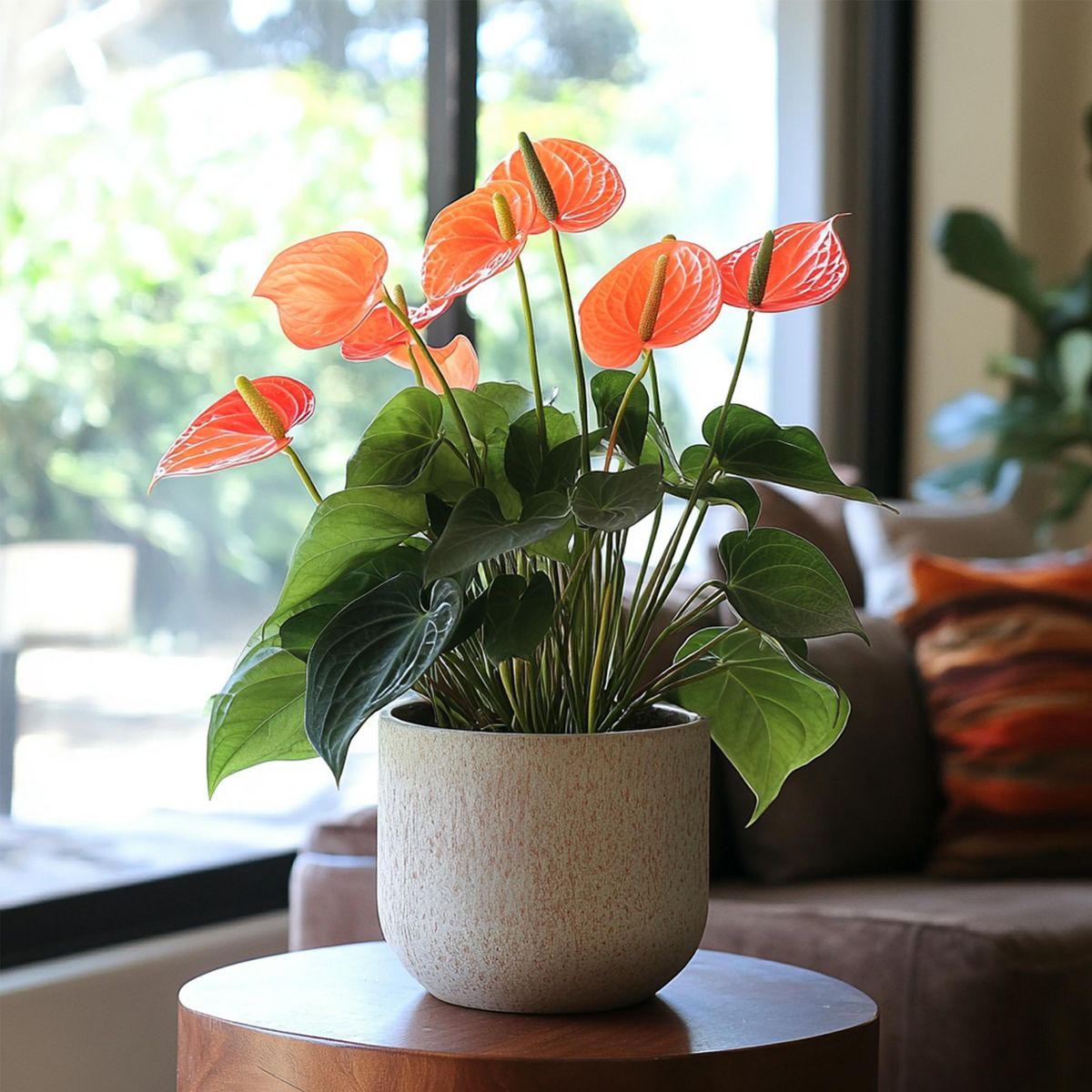 PLANT IN A BOX Langue de feu - Anthurium 'Madural Orange' - Hauteur 55-70cm - ø17cm