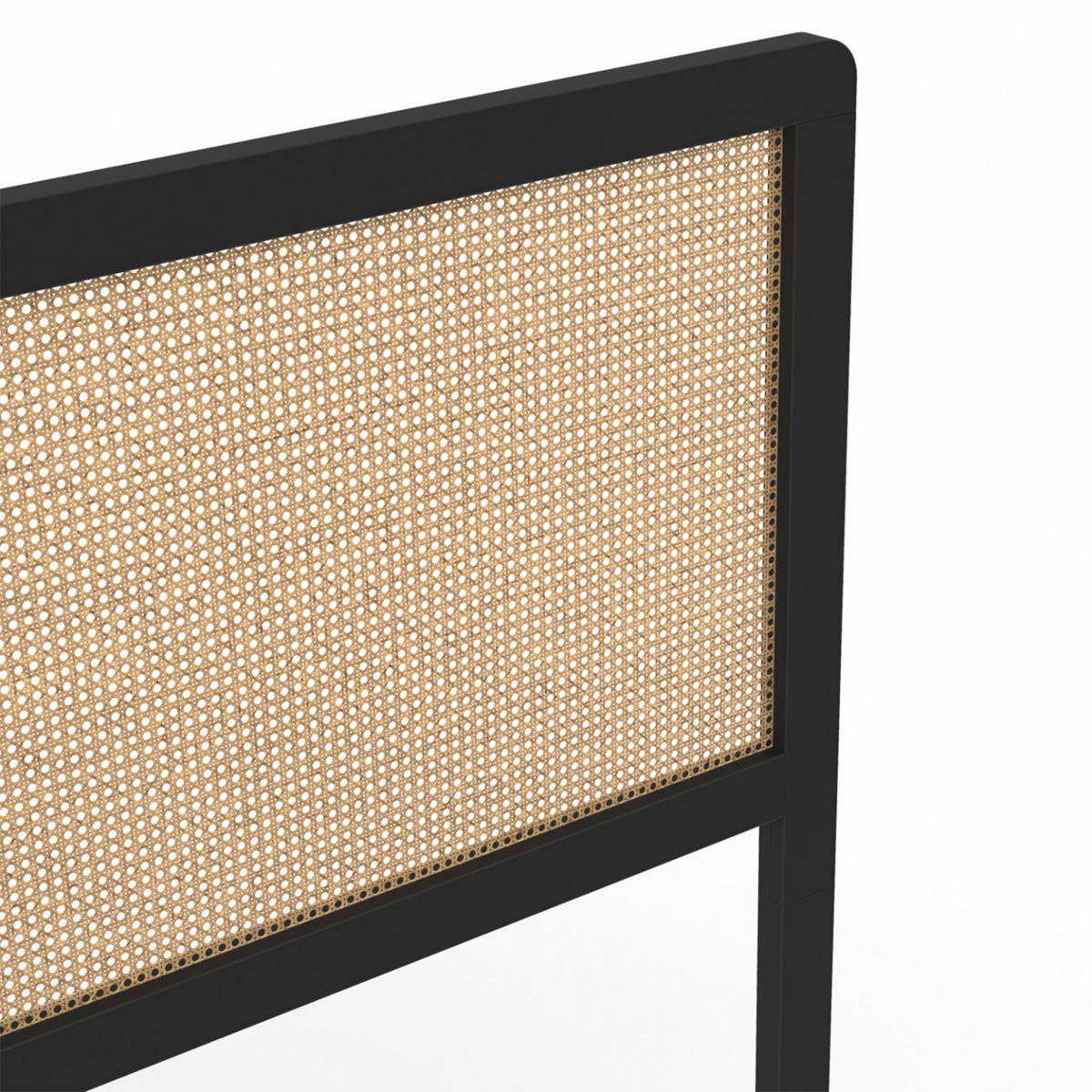 ID MARKET Tête de lit sur pied EDHEN 160 cm cannage et bois noir