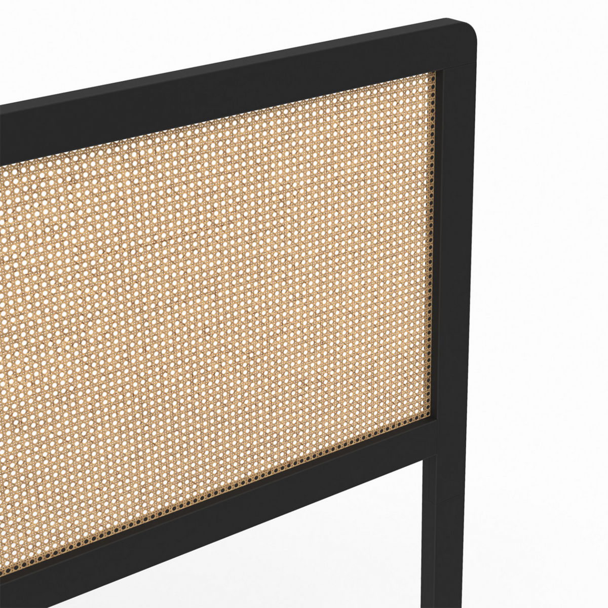 ID MARKET Tête de lit sur pied EDHEN 160 cm cannage et bois noir