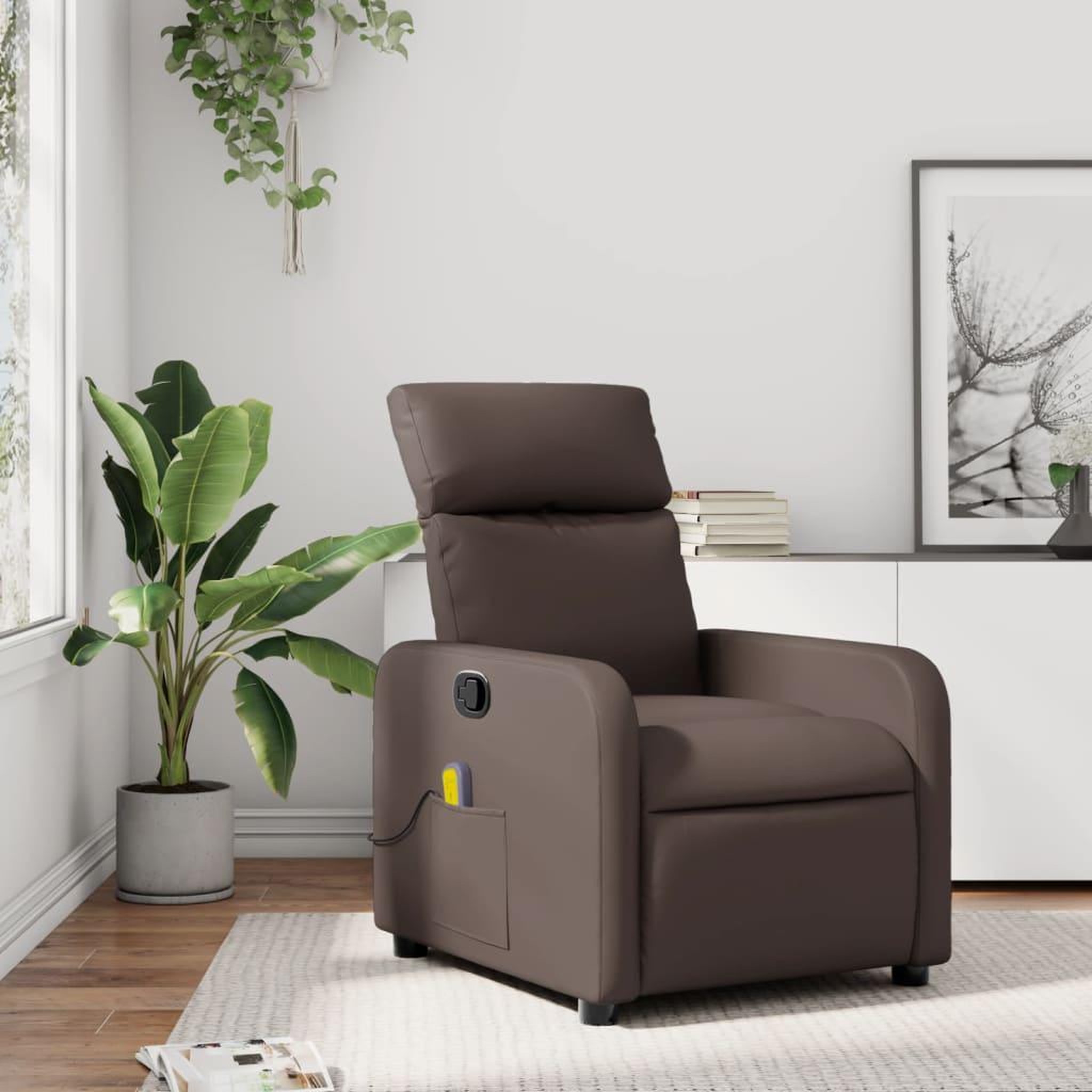 VIDAXL Fauteuil de massage inclinable Marron Similicuir