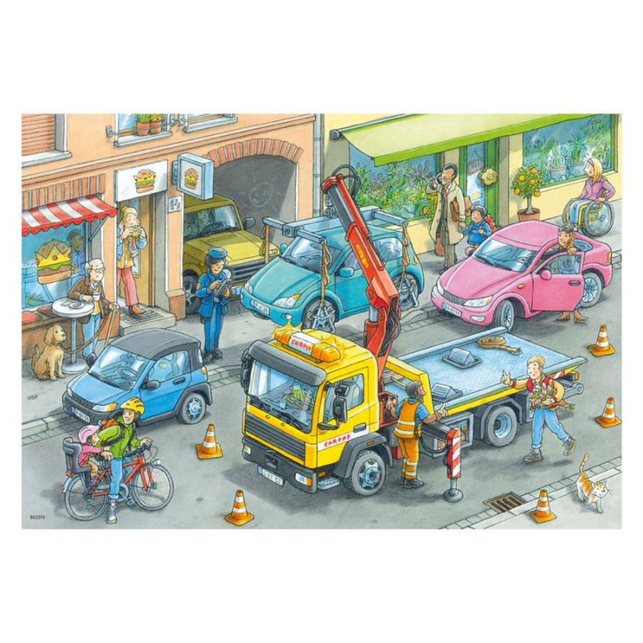 Voir la diapositive 3 : RAVENSBURGER Ravensburger - Jigsaw puzzle Garbage truck and Tow truck, 2x24 pcs. 050963