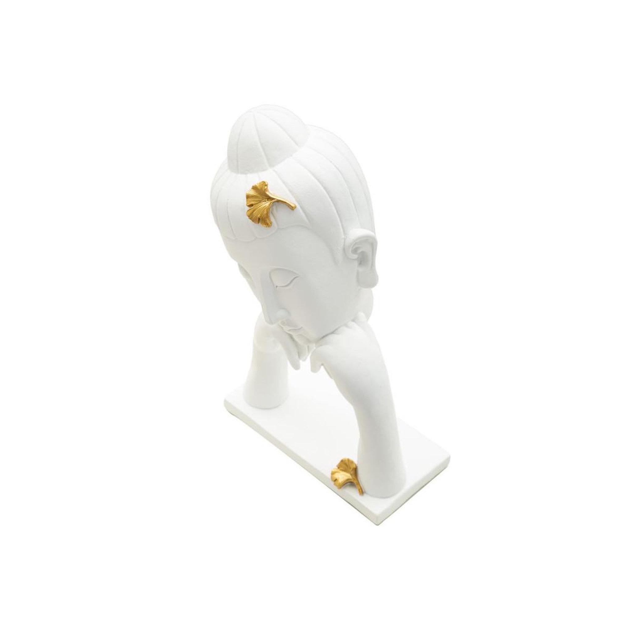 Voir la diapositive 3 : Paris Prix Statuette déco en résine  bouddha mains  36cm blanc