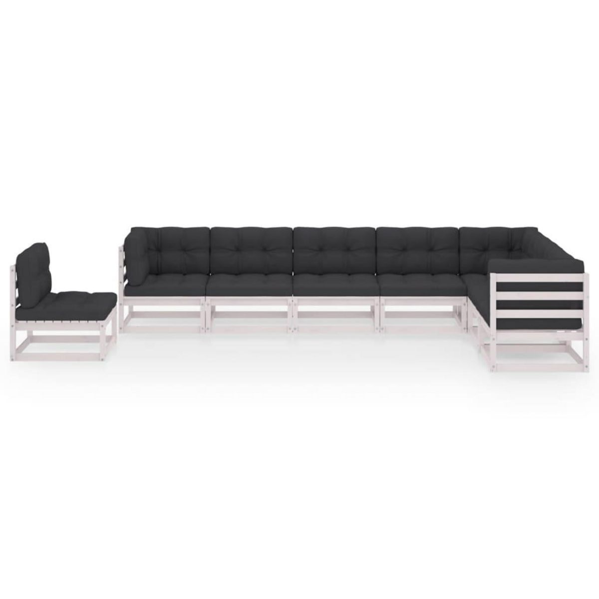 VIDAXL Salon de jardin avec coussins 8 pcs blanc bois de pin massif