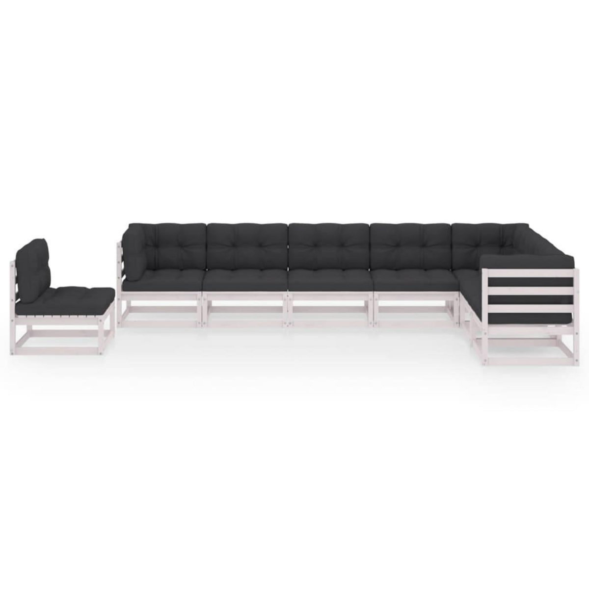 VIDAXL Salon de jardin avec coussins 8 pcs blanc bois de pin massif