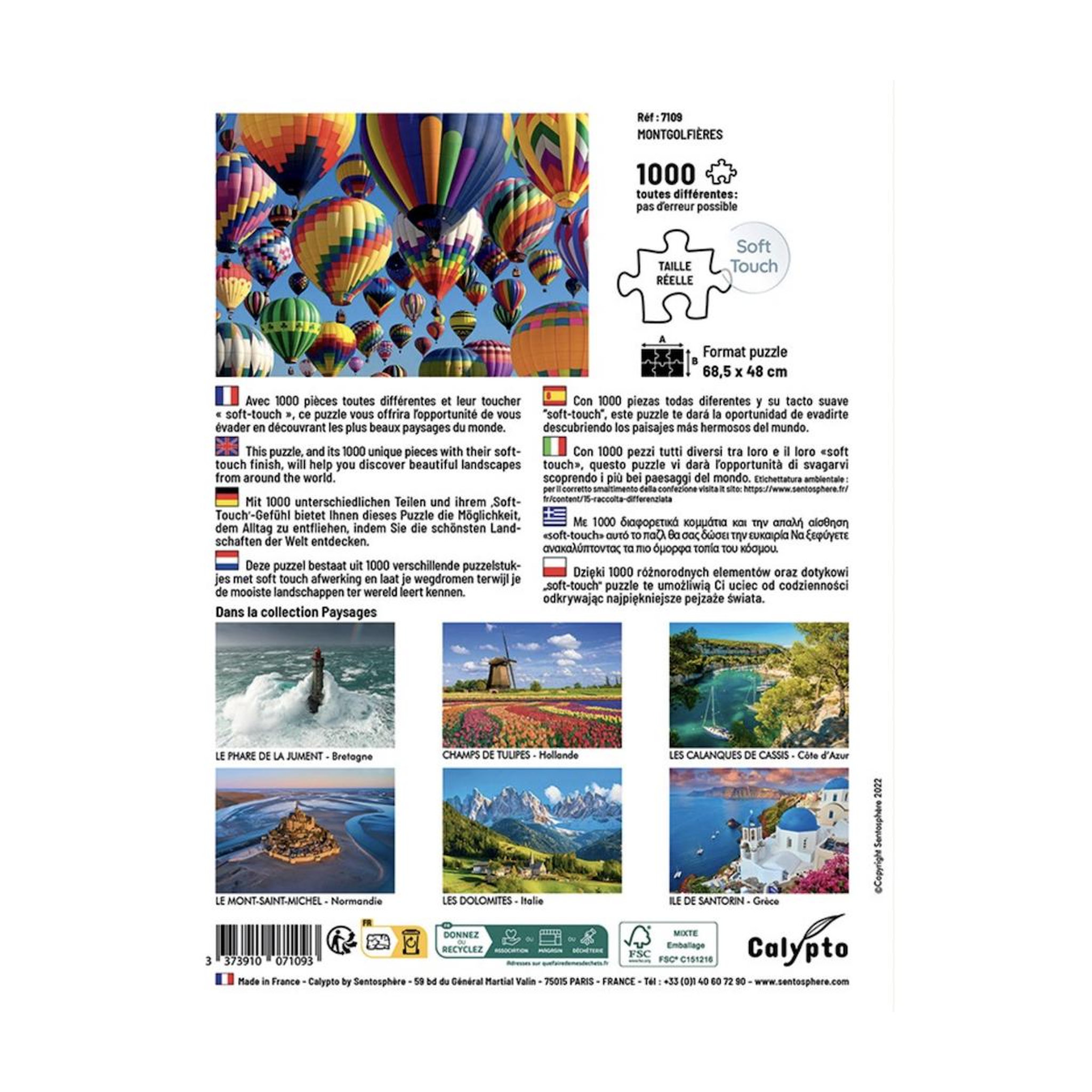 Voir la diapositive 2 : Sentosphere Puzzle 1000 pieces - Montgolfières
