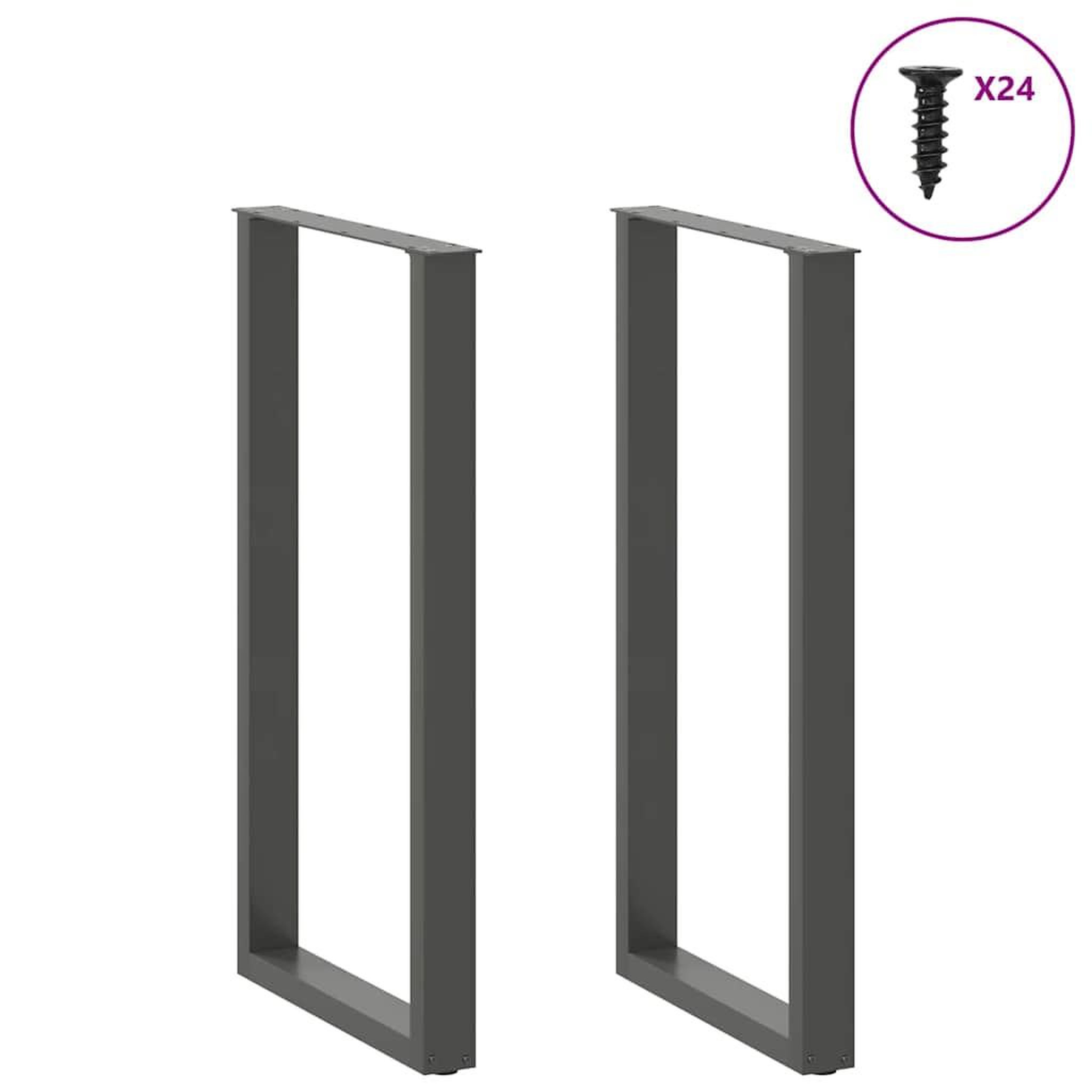 Voir la diapositive 3 : VIDAXL Pieds de table basse forme de U 2 pcs anthracite 60x(110-111)cm