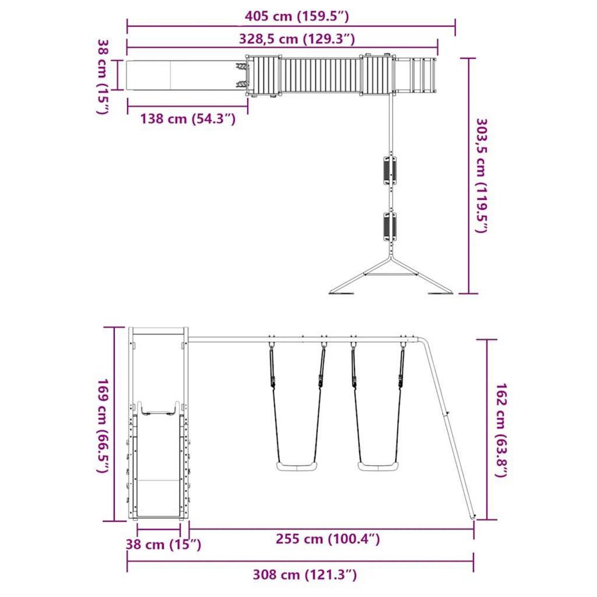 VIDAXL Aire de jeux d'exterieur bois massif de douglas