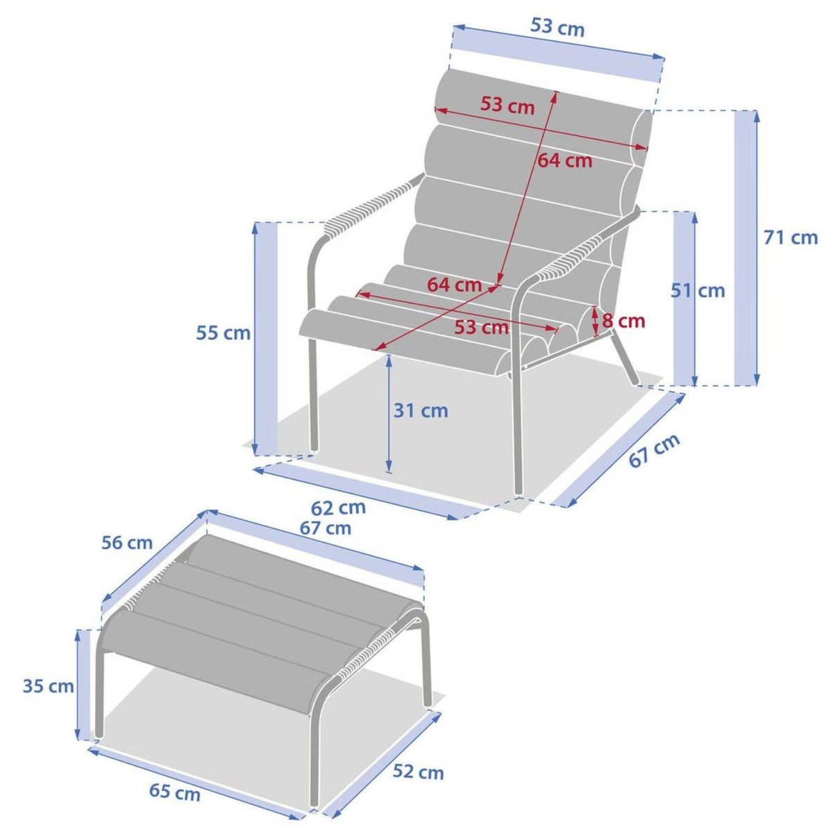 HESPERIDE Fauteuil relax de jardin avec repose pieds SOLANI