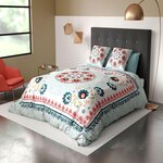 Les Ateliers du Linge Parure housse de couette 100% coton 47 fils/cm2 -camelia. Coloris disponibles : Rose