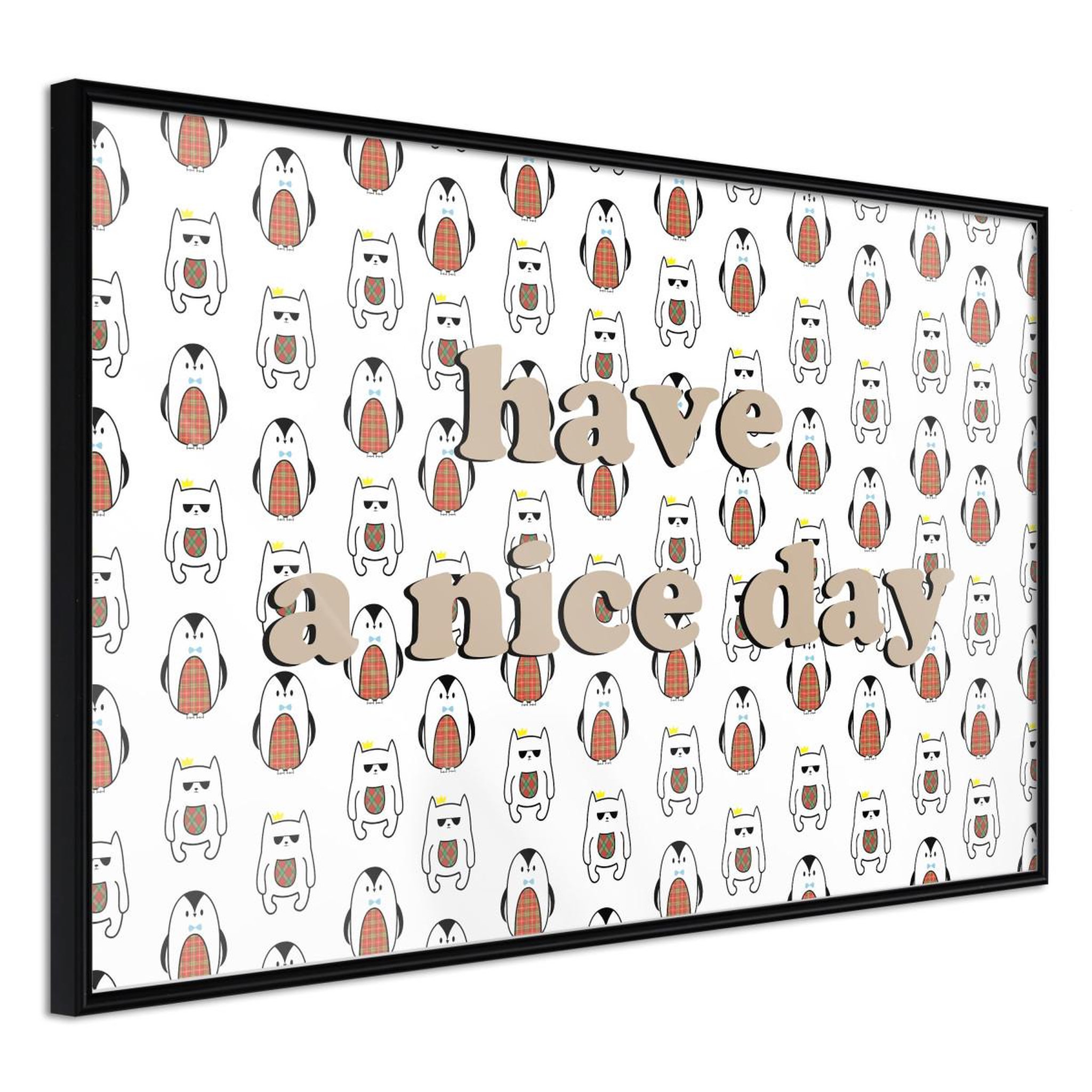 Paris Prix Affiche murale encadrée  animals wish a nice day. Coloris disponibles : Noir, Jaune