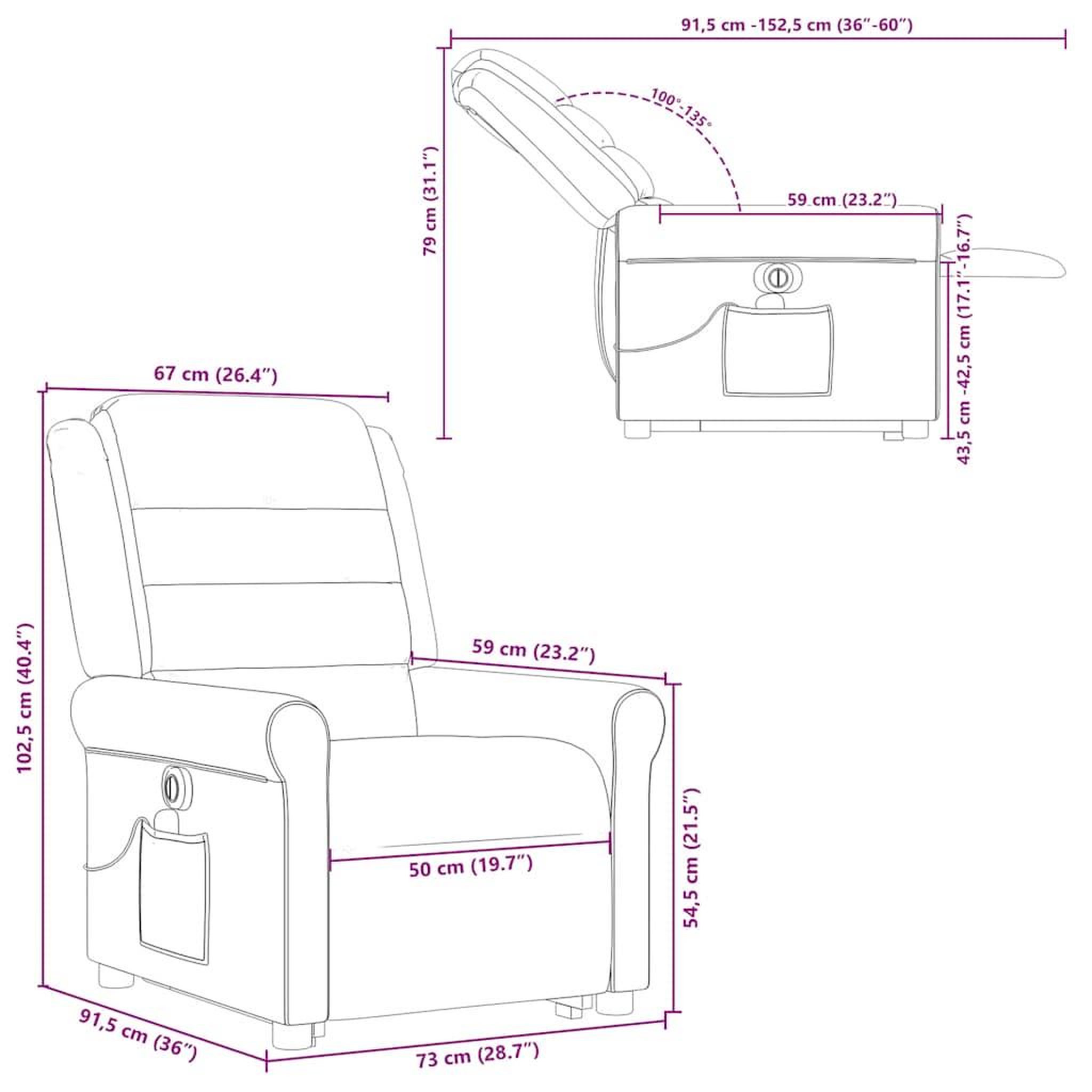 Voir la diapositive 6 : VIDAXL Fauteuil inclinable de massage electrique Gris fonce Tissu
