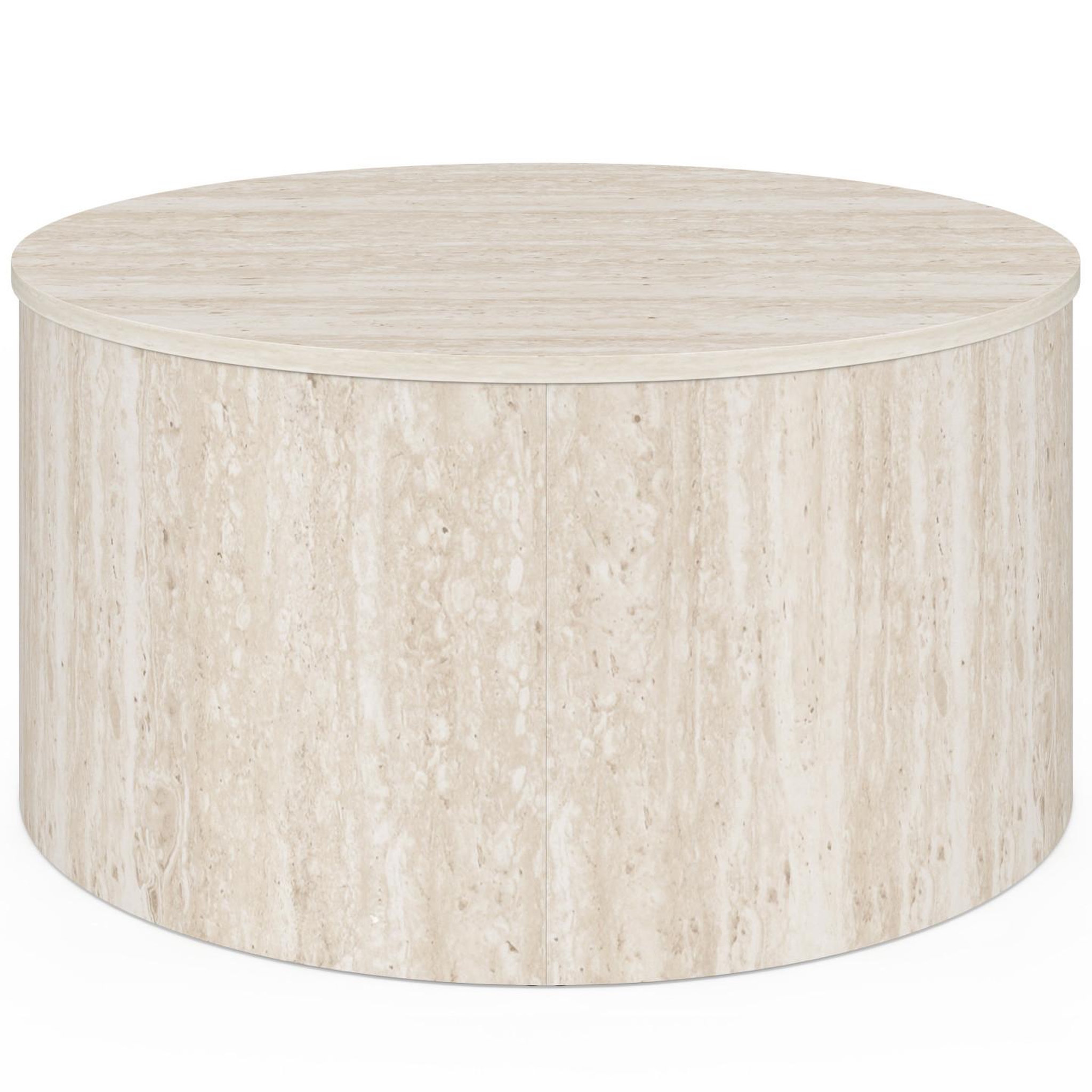 Voir la diapositive 3 : ID MARKET Table basse ronde nova 70 cm bois effet travertin
