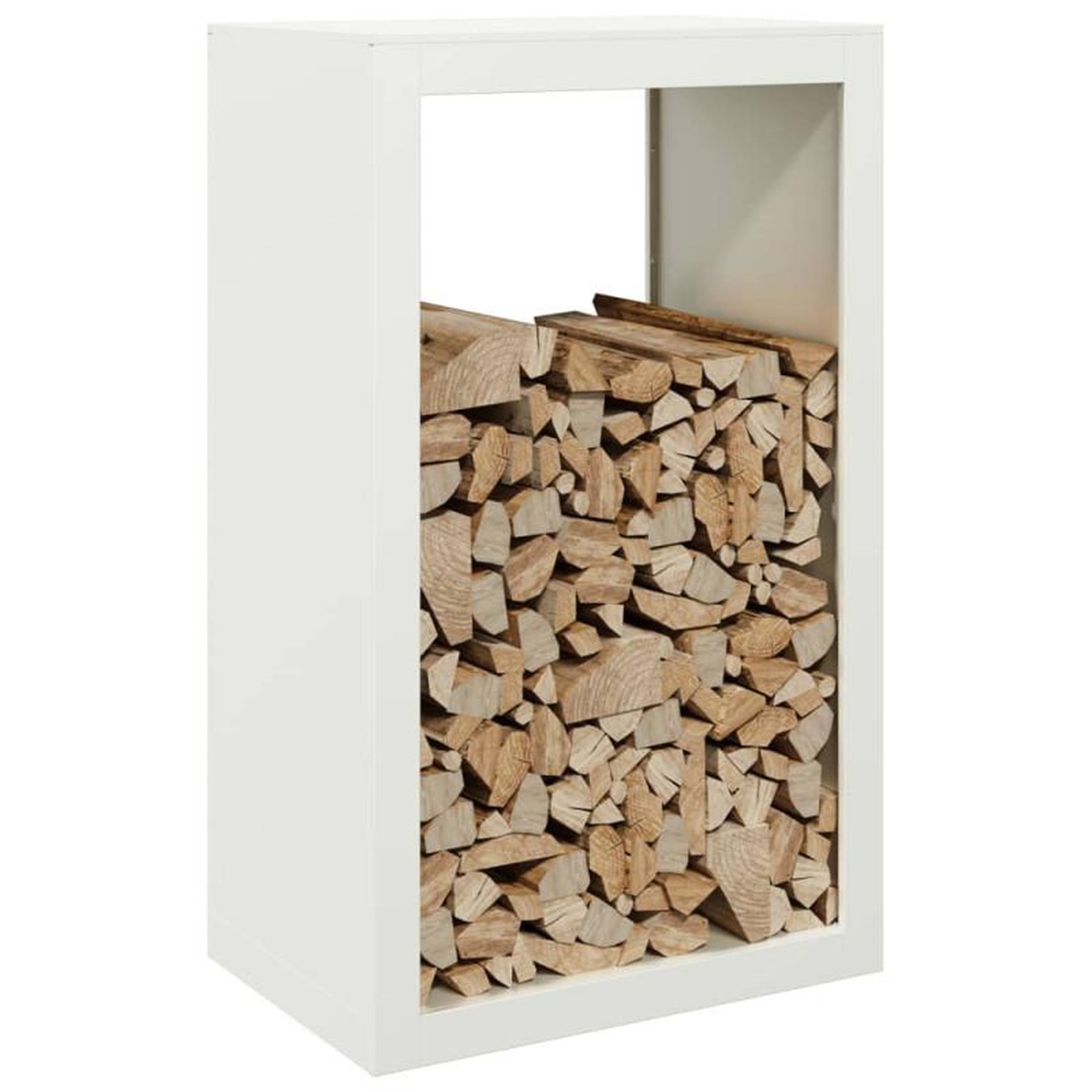 Voir la diapositive 3 : VIDAXL Portant de bois de chauffage blanc 60x40x100 cm acier