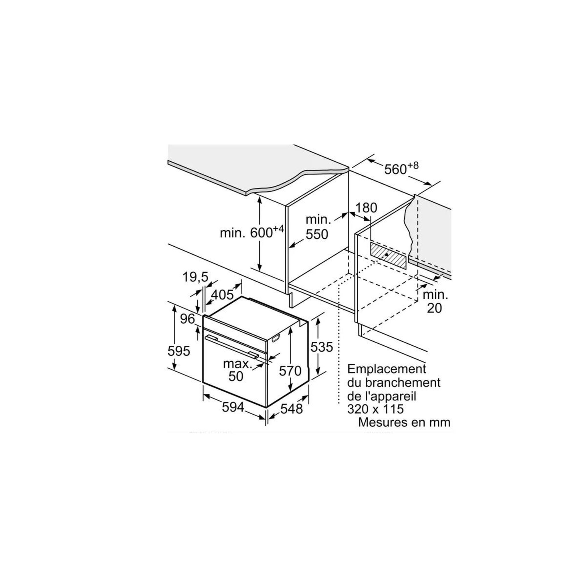 Voir la diapositive 5 : BOSCH Four intégrable multifonction 71l 60cm pyrolyse et hydrolyse inox - hba171bs4f