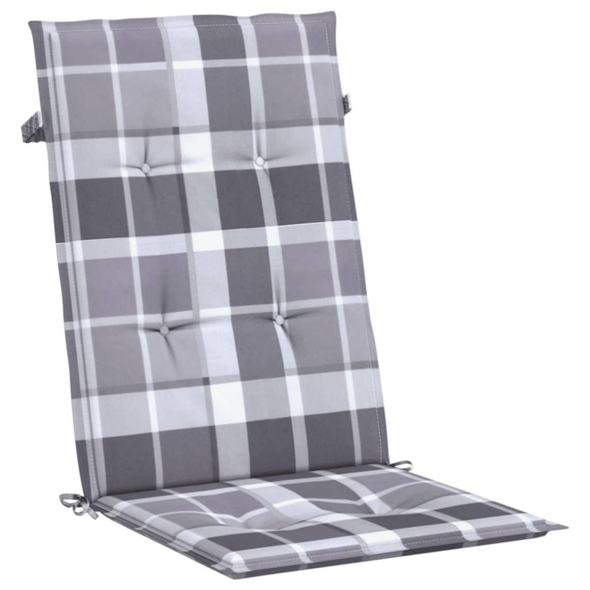 VIDAXL Coussins de chaise jardin a dossier haut lot de 4 carreaux gris