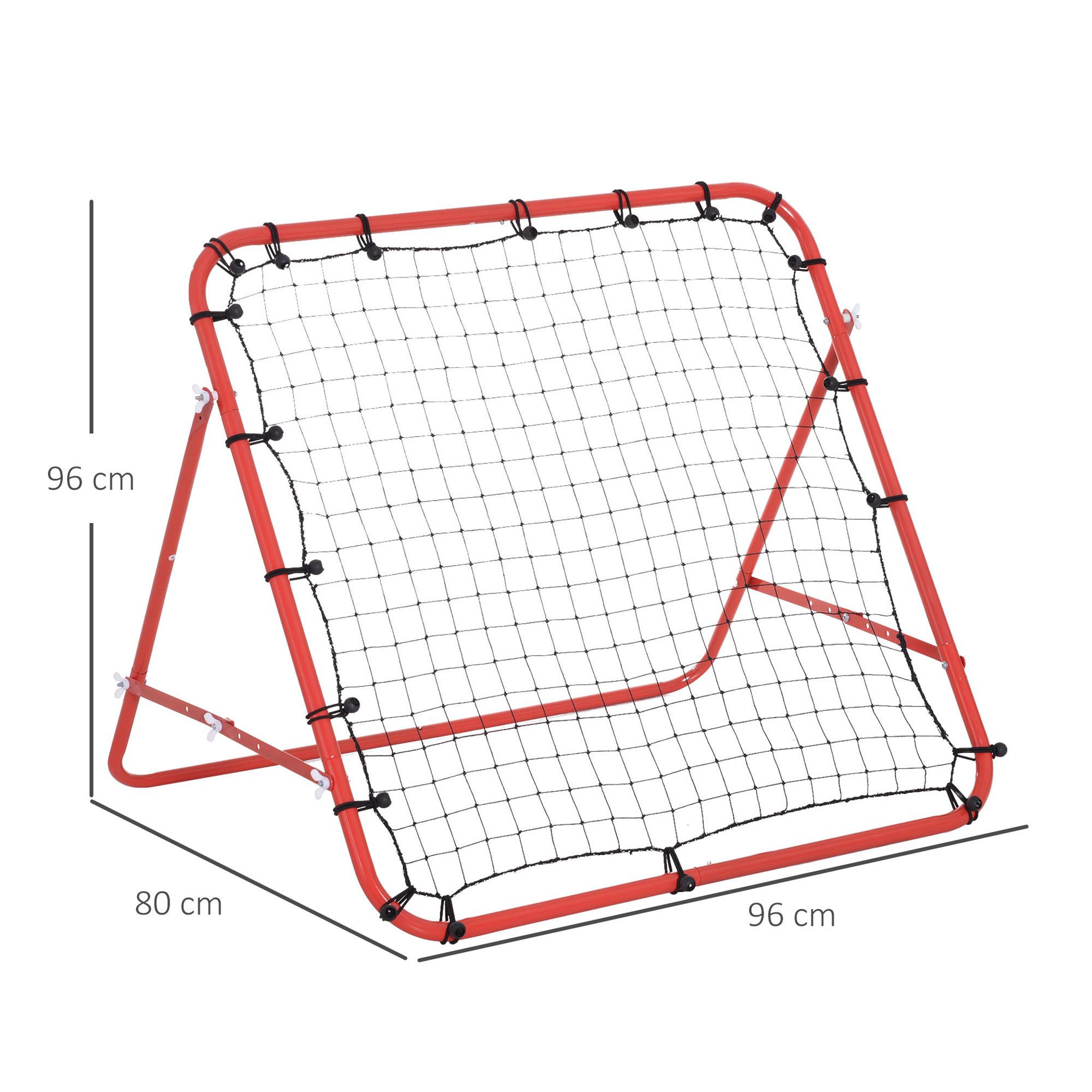 Voir la diapositive 3 : HOMCOM Filet de rebond pliable inclinaison réglable - piquets d'ancrage inclus - filet pe noir métal époxy rouge