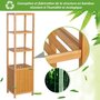 HOMCOM Meuble colonne rangement salle de bain bambou design naturel 36L x 33l x 140H cm 2 étagères 4 niveaux + placard